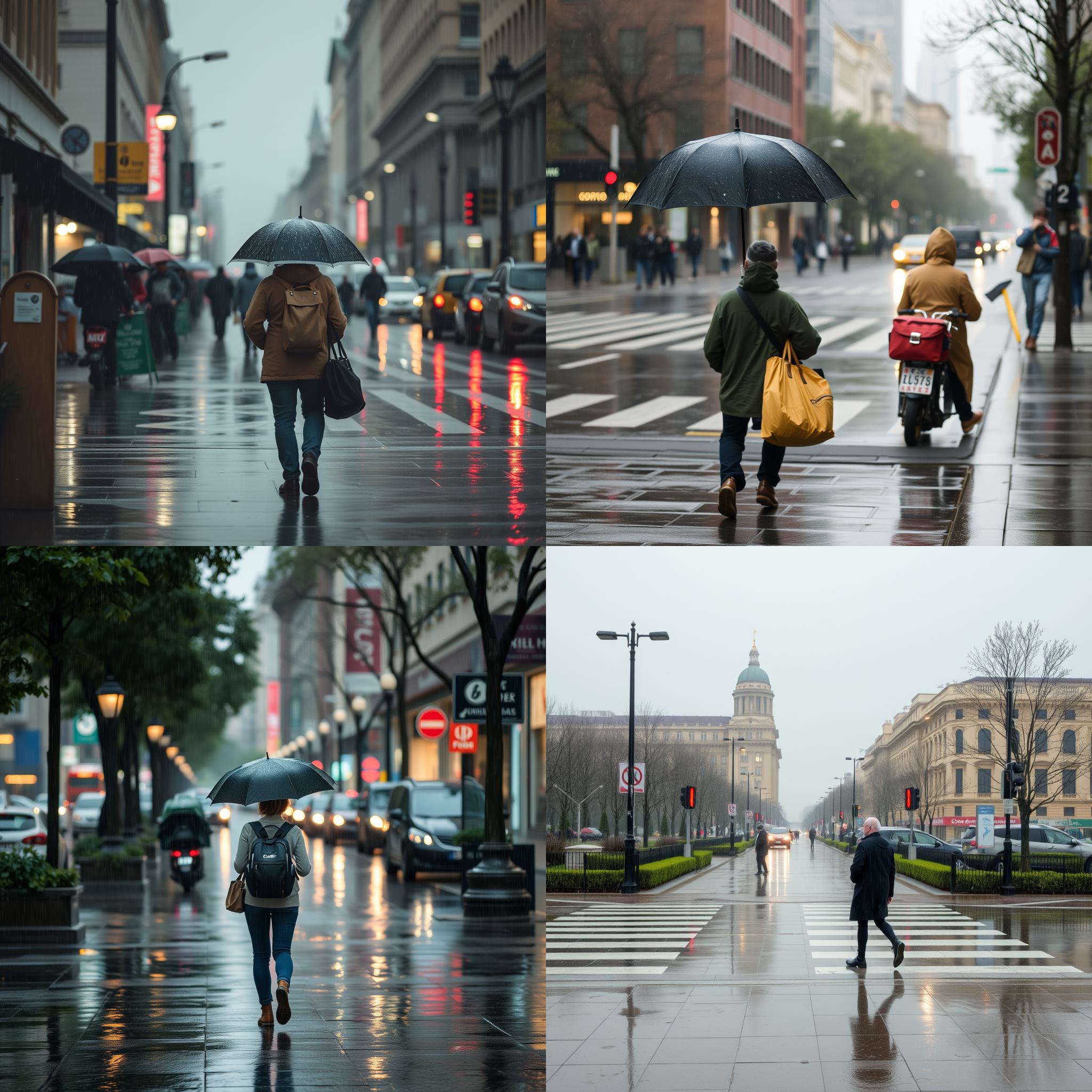 A pedestrian on a rainy day