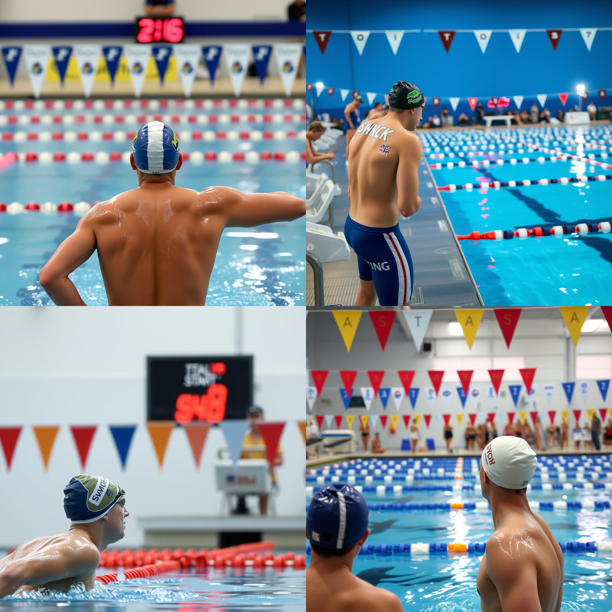 A swimmer waiting for the start signal during a competition