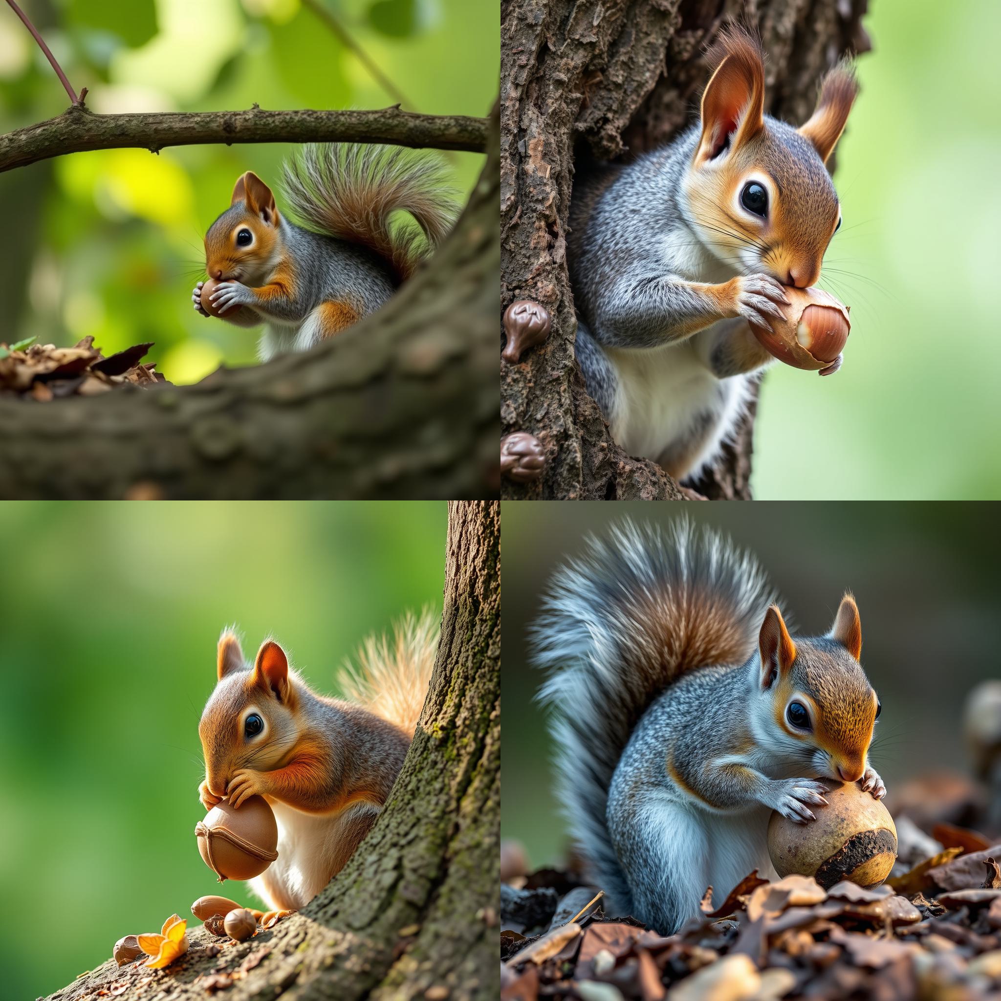 A squirrel hiding a nut