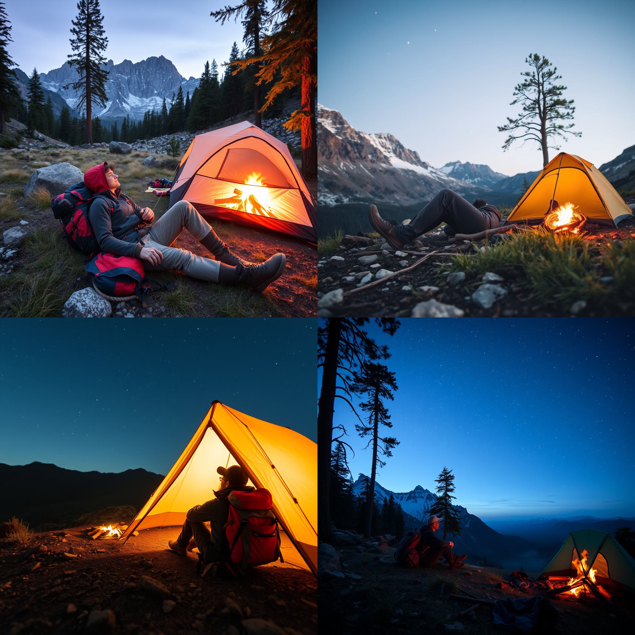 A hiker resting at the campsite