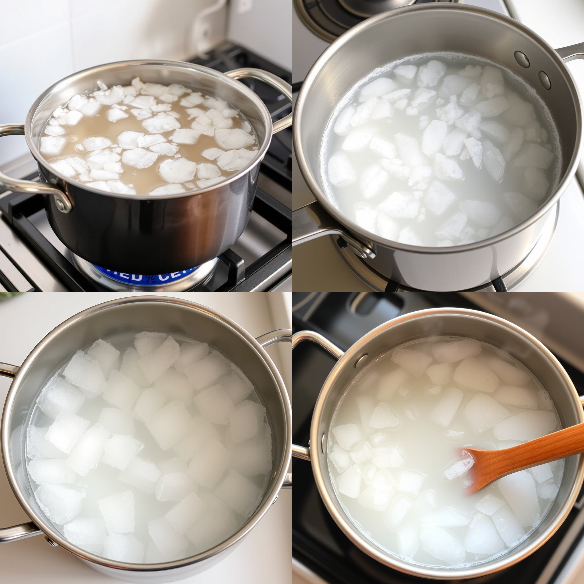 A pot of salted water heated to 100 degrees celsius