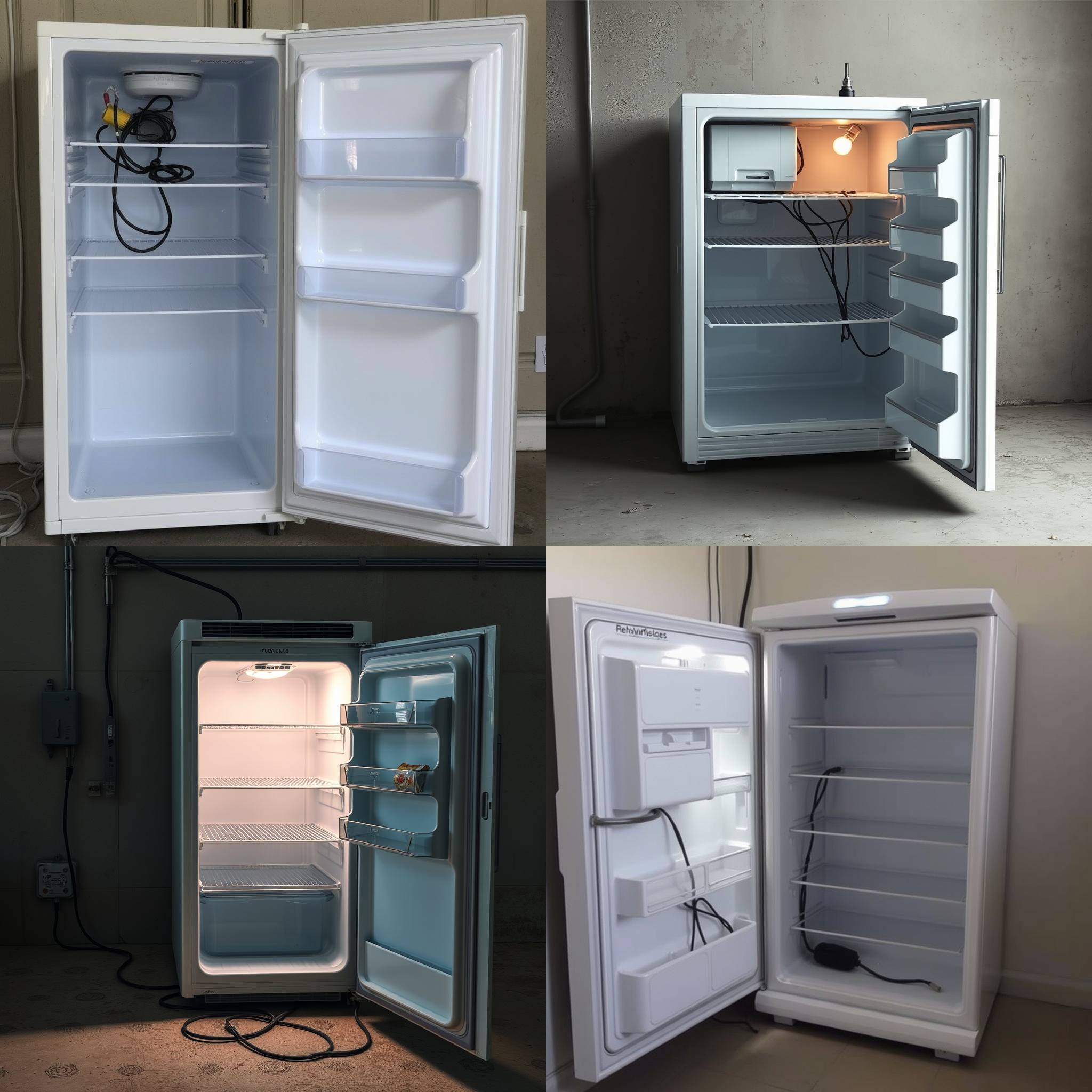 An open fridge disconnected from electricity