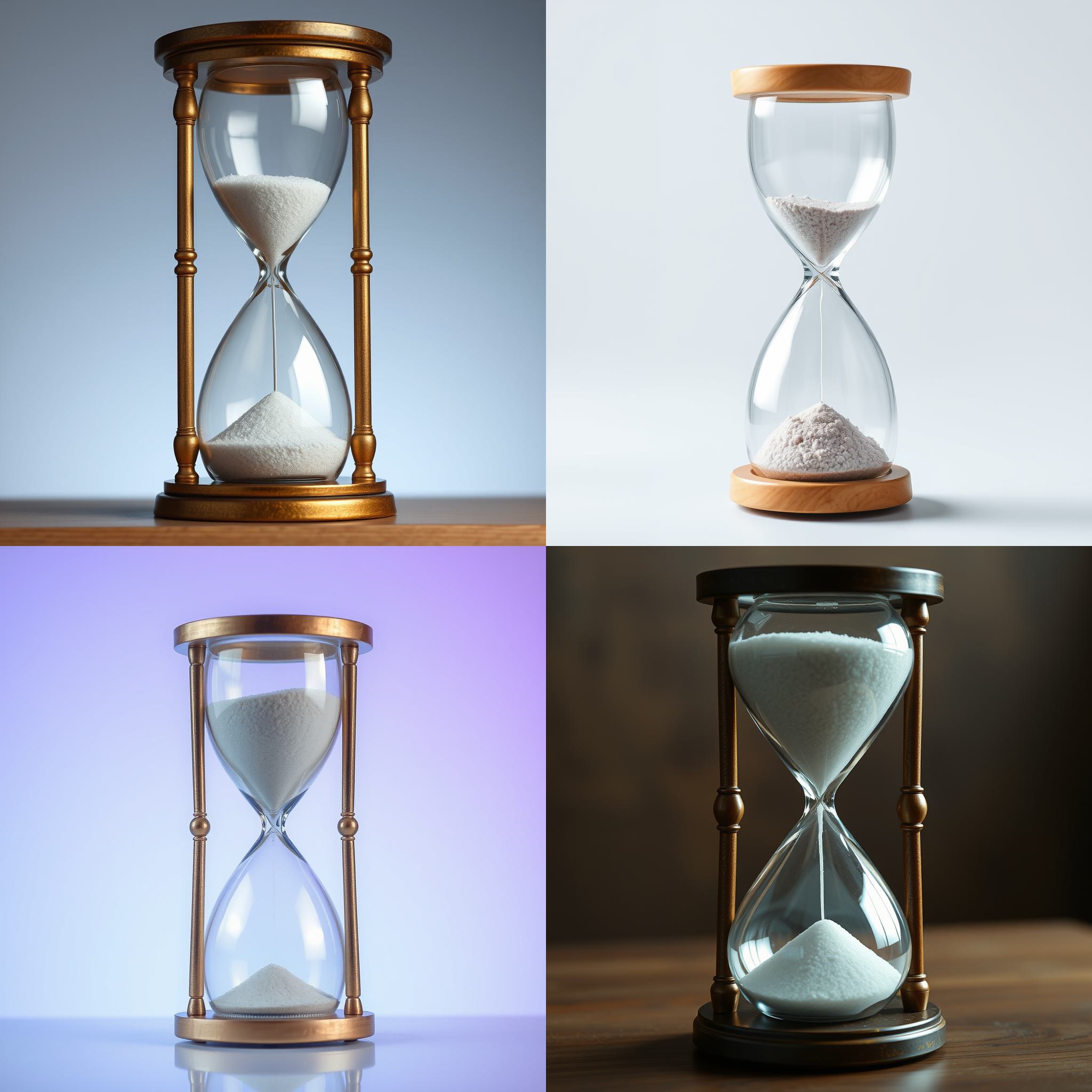 An hourglass just finishing its counting