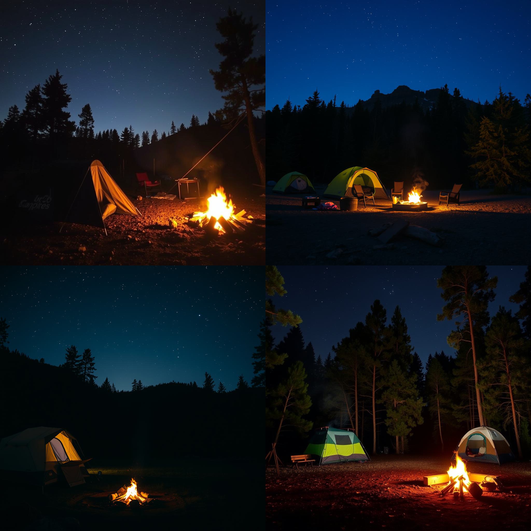 A campsite during a fire ban at night