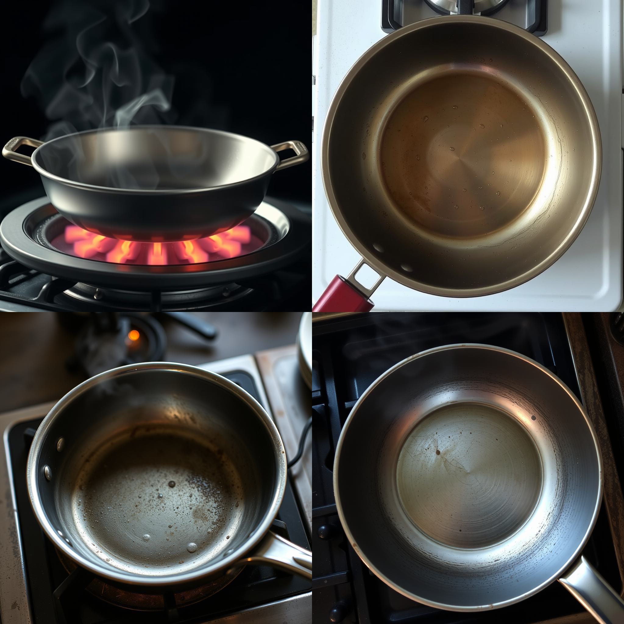 An empty pan heated for a long time