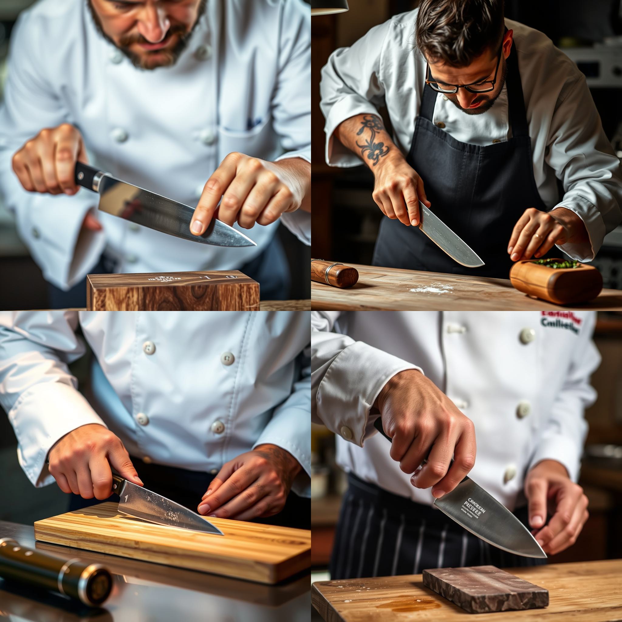 A chef sharpening a knife