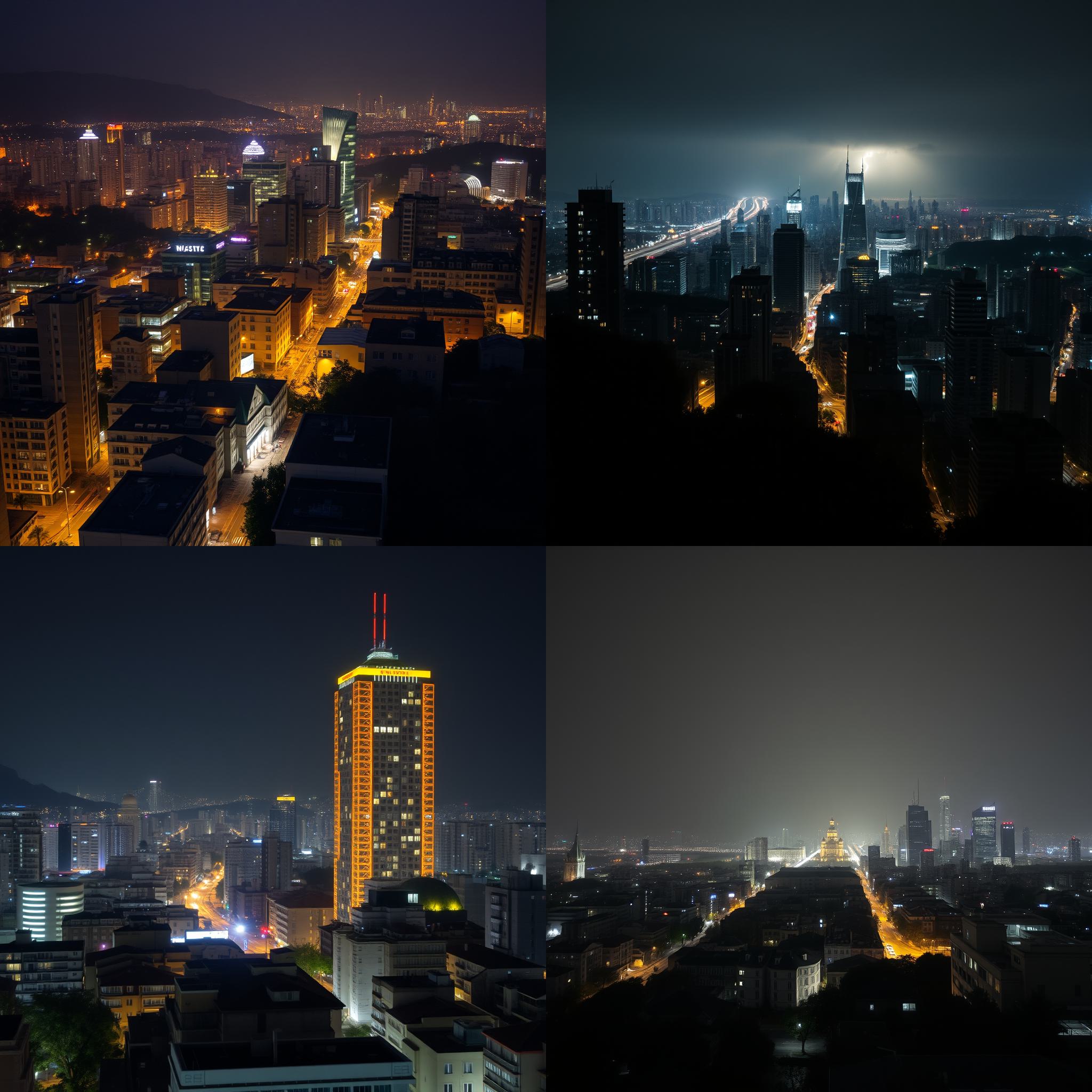 A city during a blackout at night