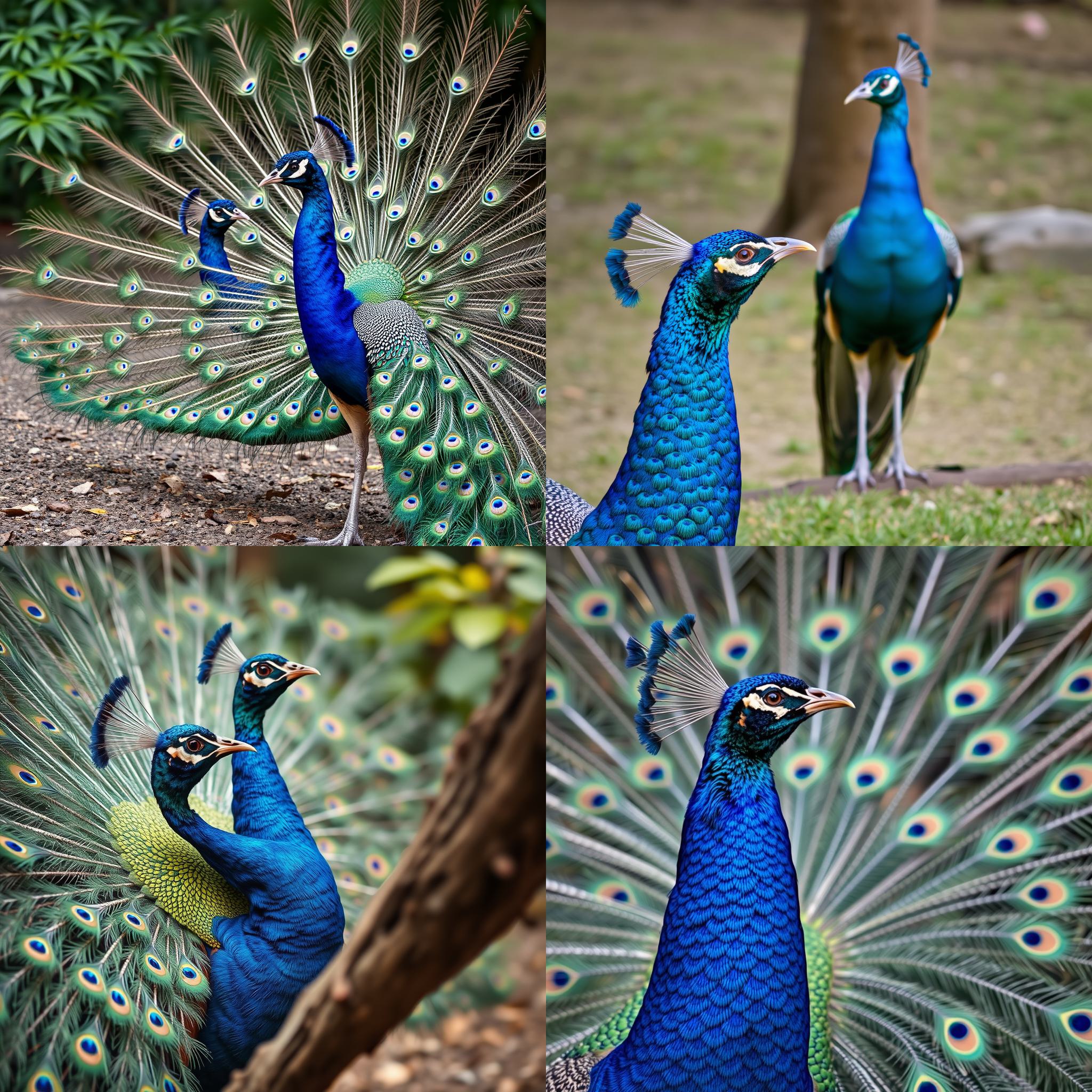 A peacock attracting a mate