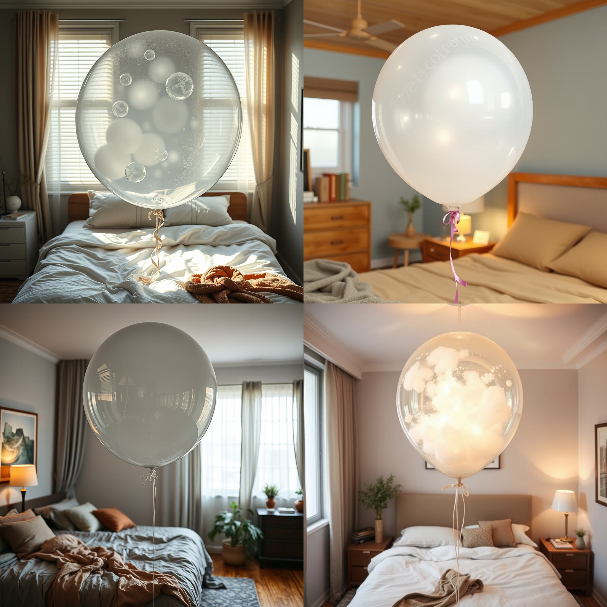 A balloon filled with air in the bedroom