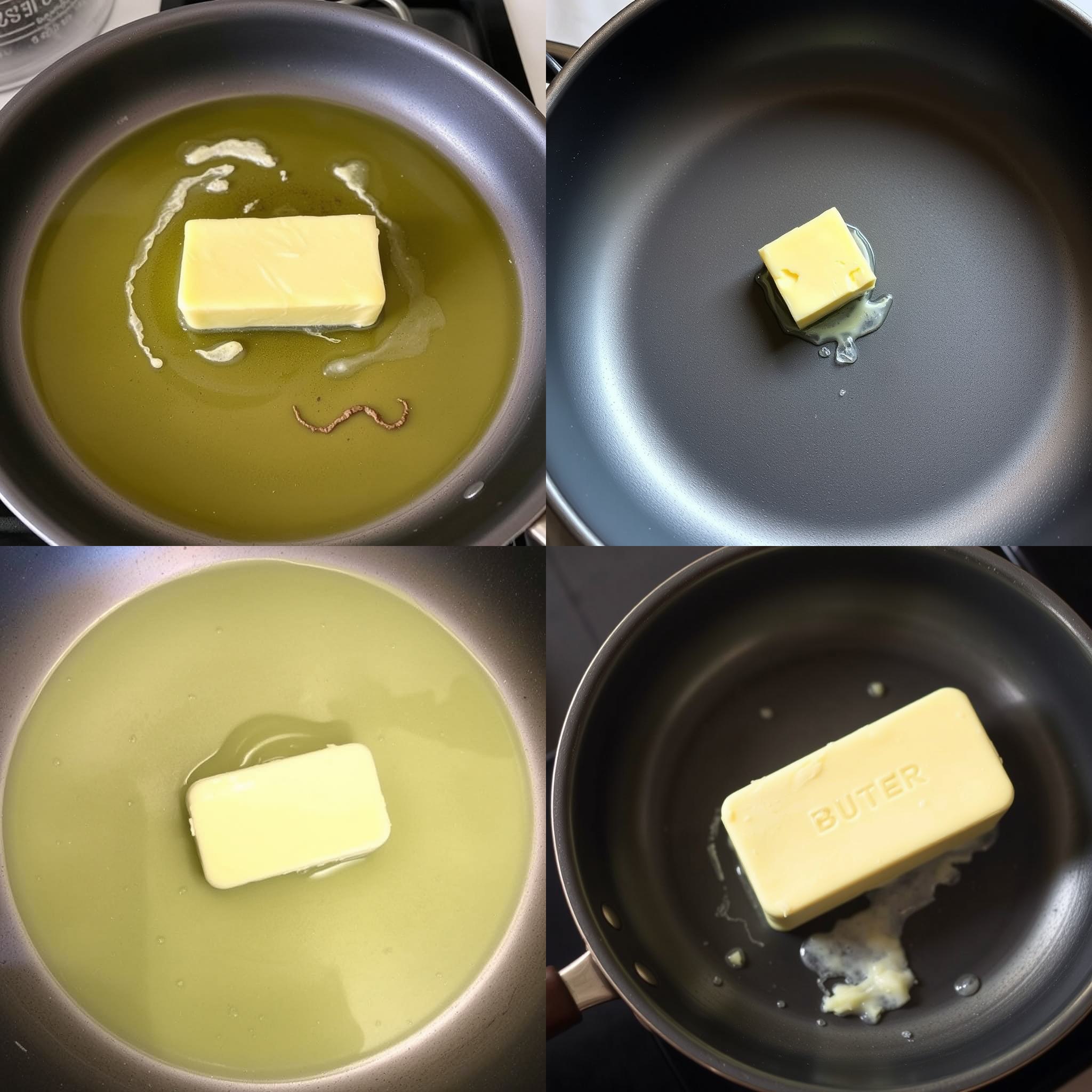 A piece of butter in a cold pan