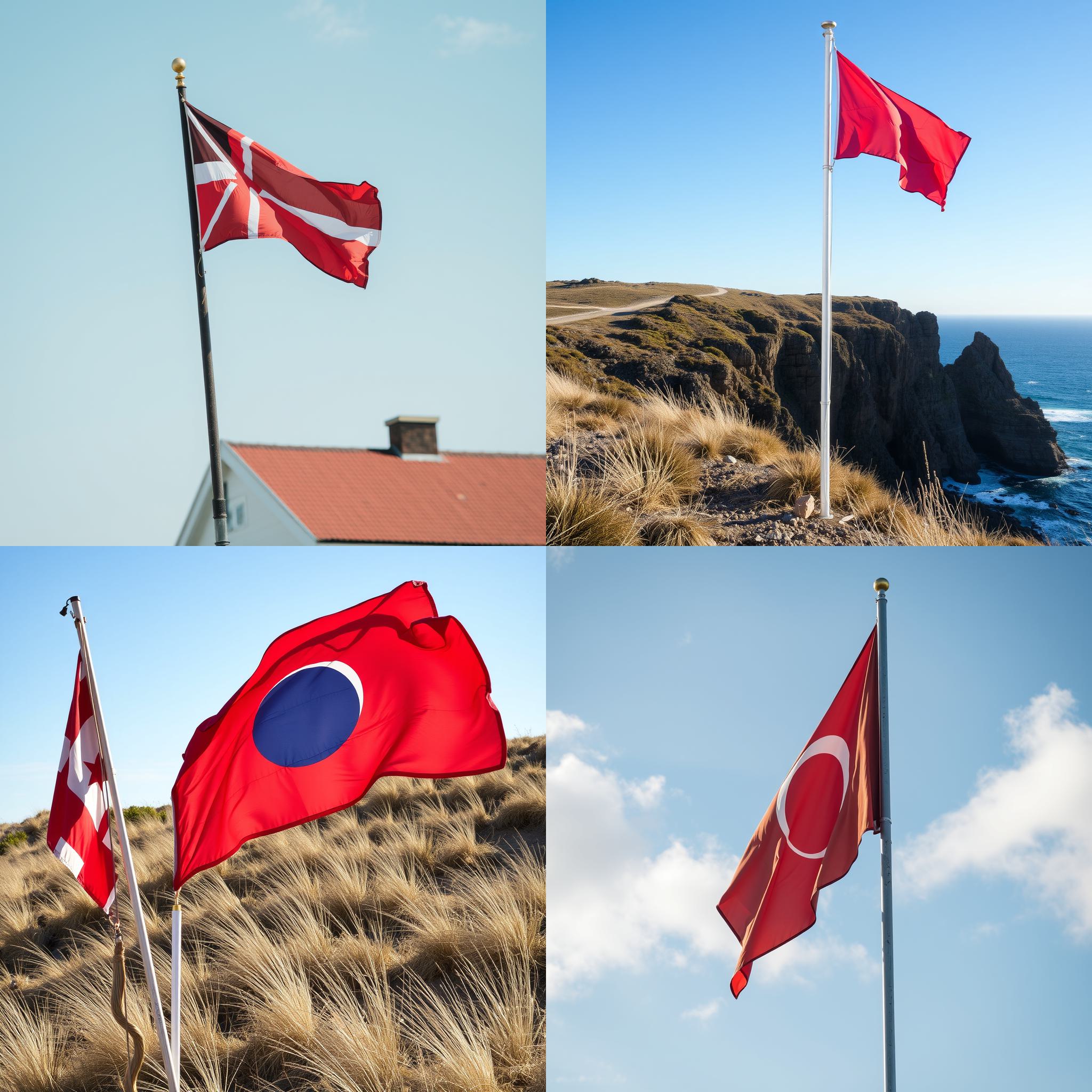 A flag on a pole on a windy day