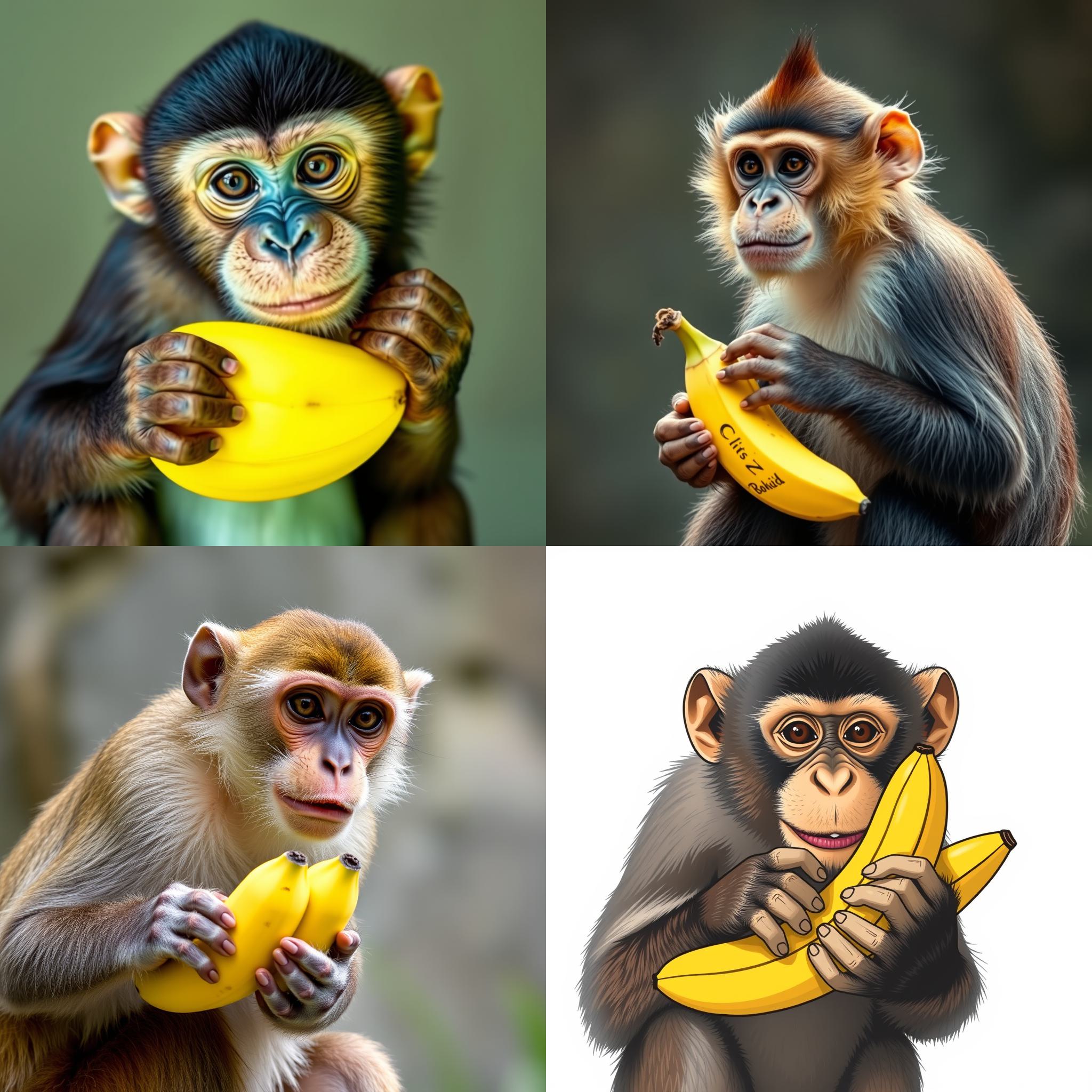 A monkey holding a banana