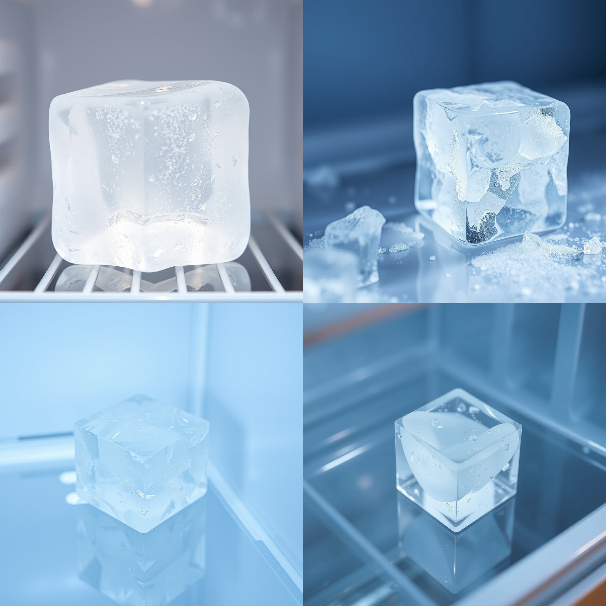 An ice cube in a freezer