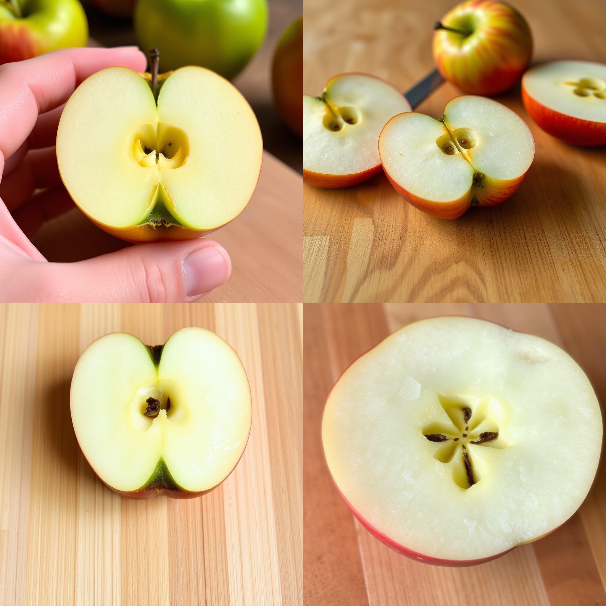 A freshly cut apple slice