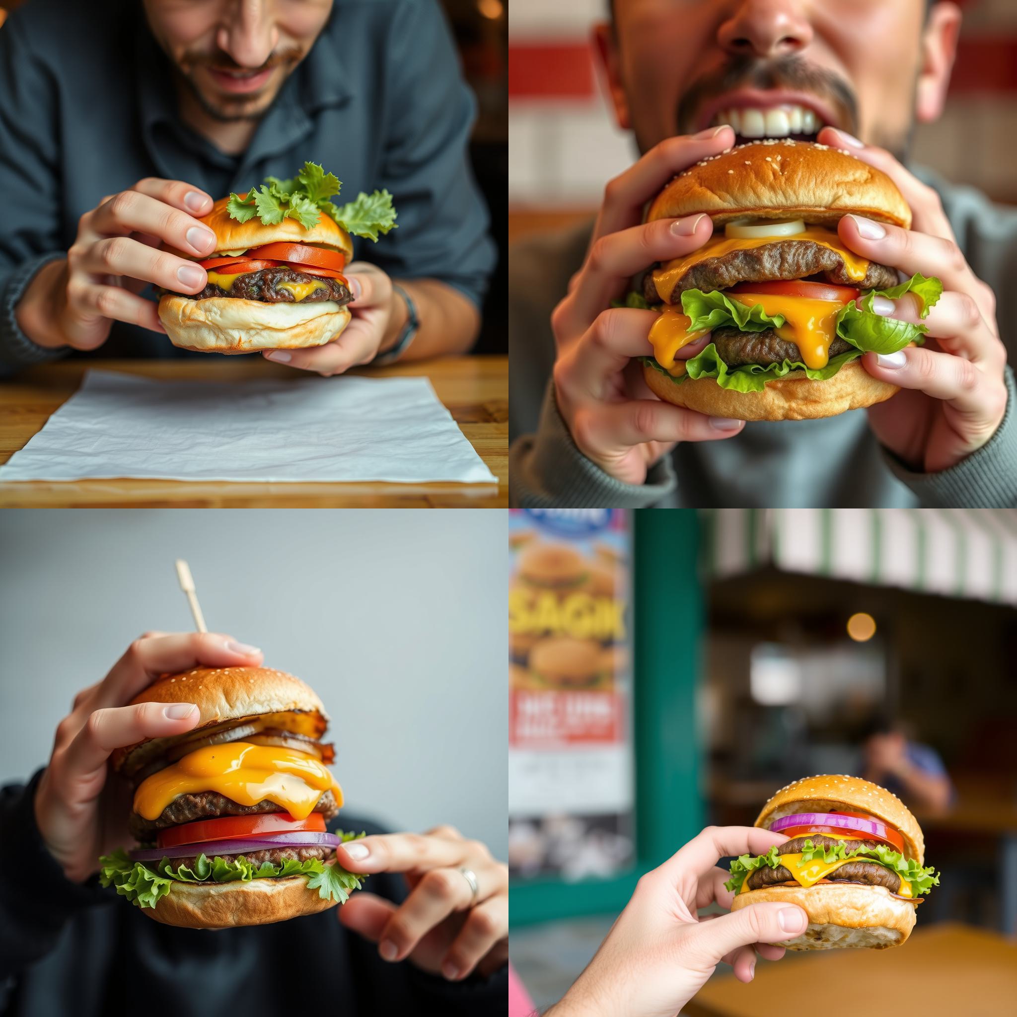 A person eating a burger