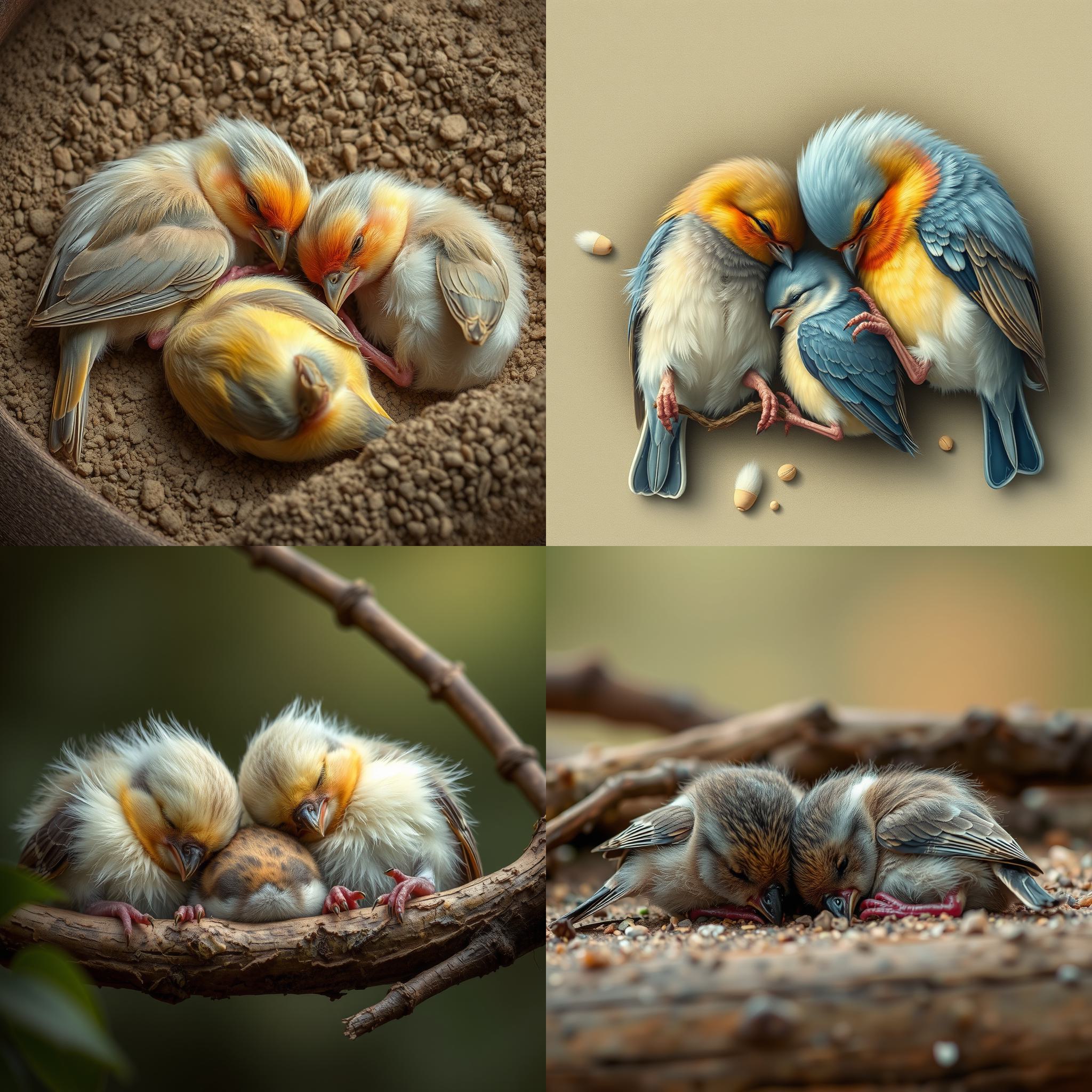 Sleeping baby birds