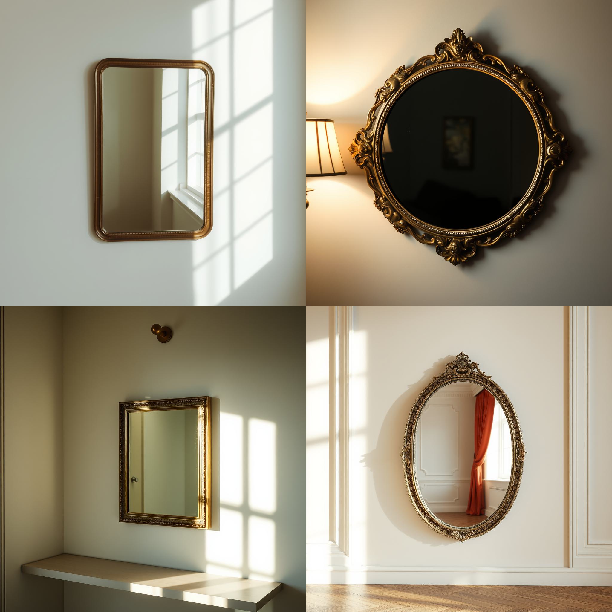 A mirror in a room with light