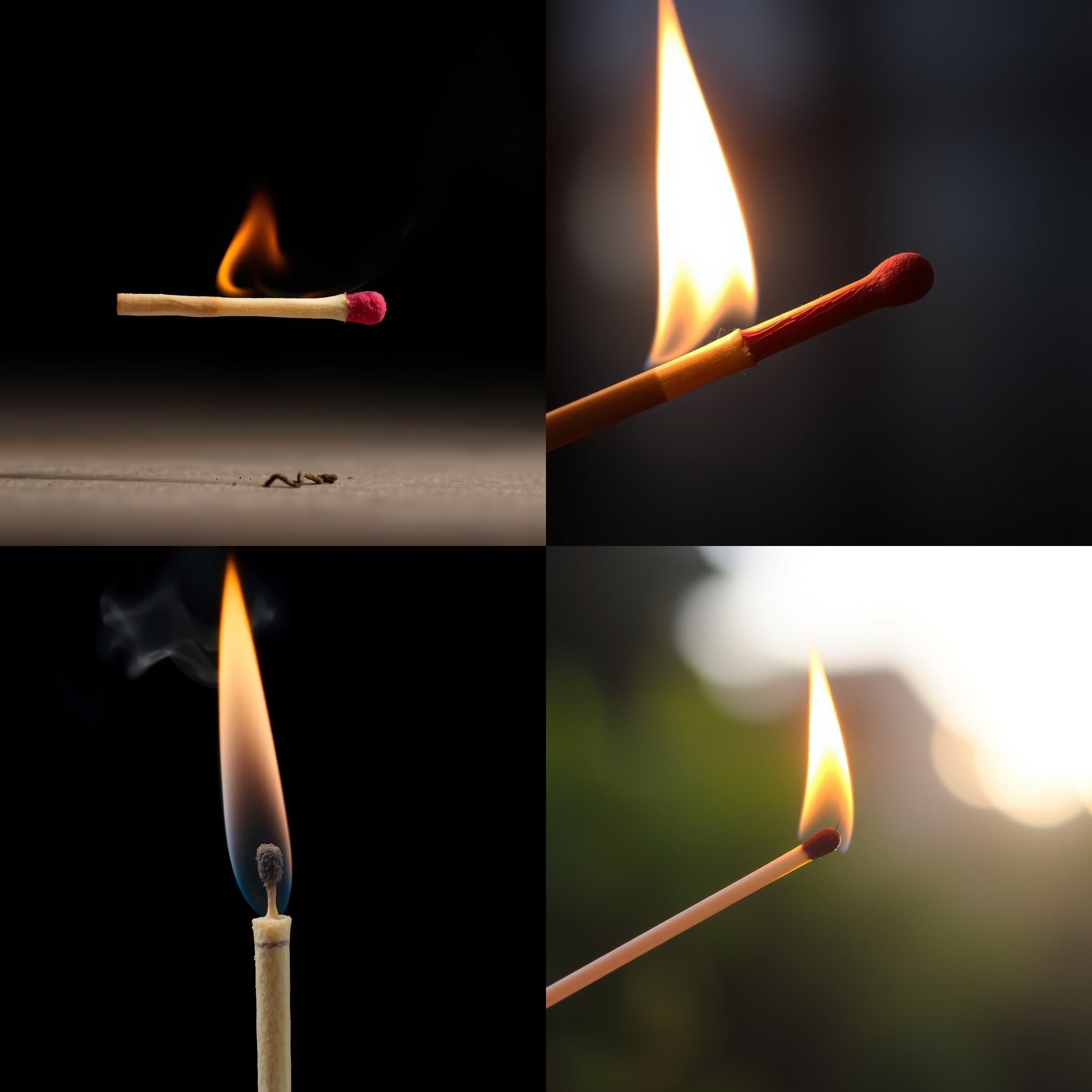 A burning matchstick in the air