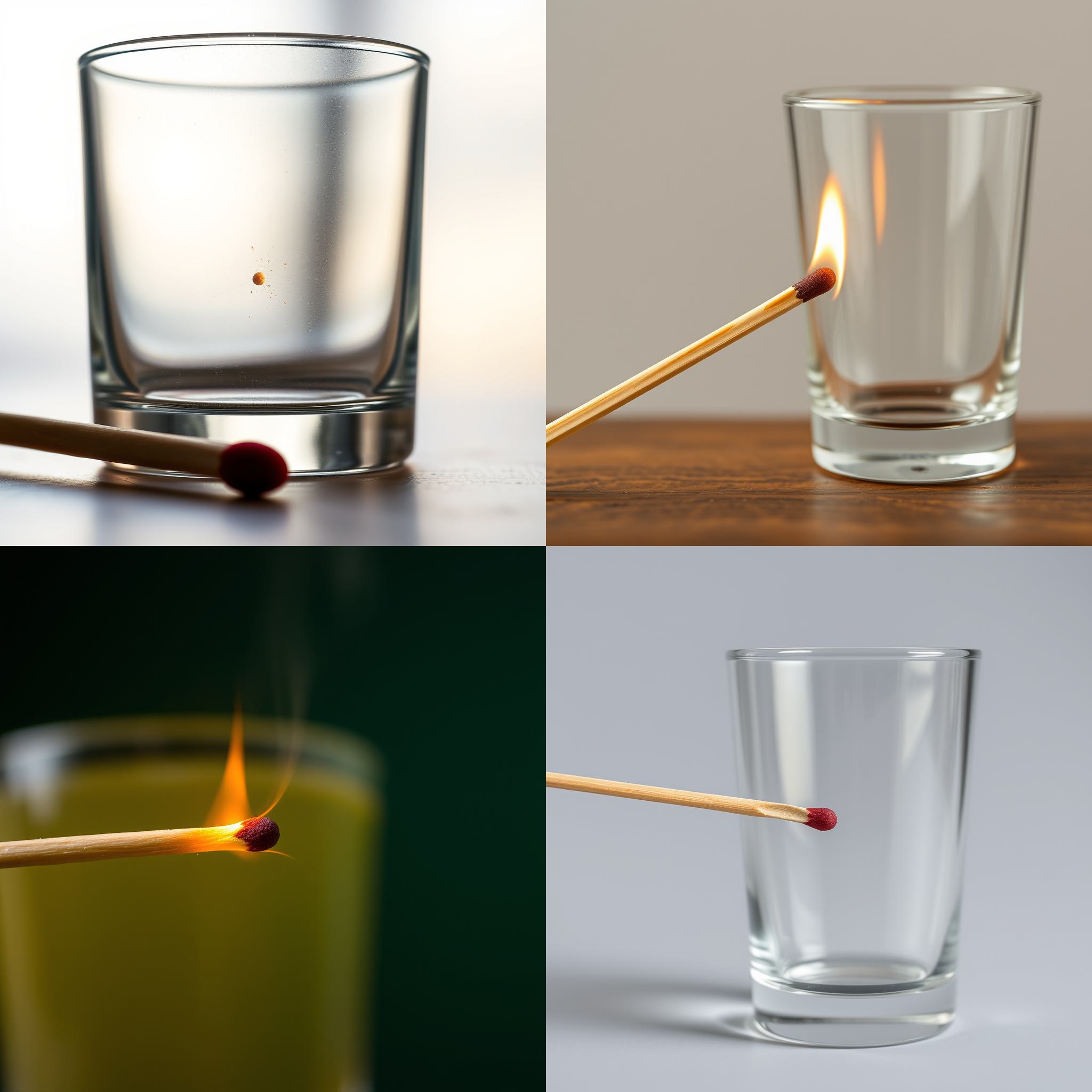 A matchstick struck against a glass