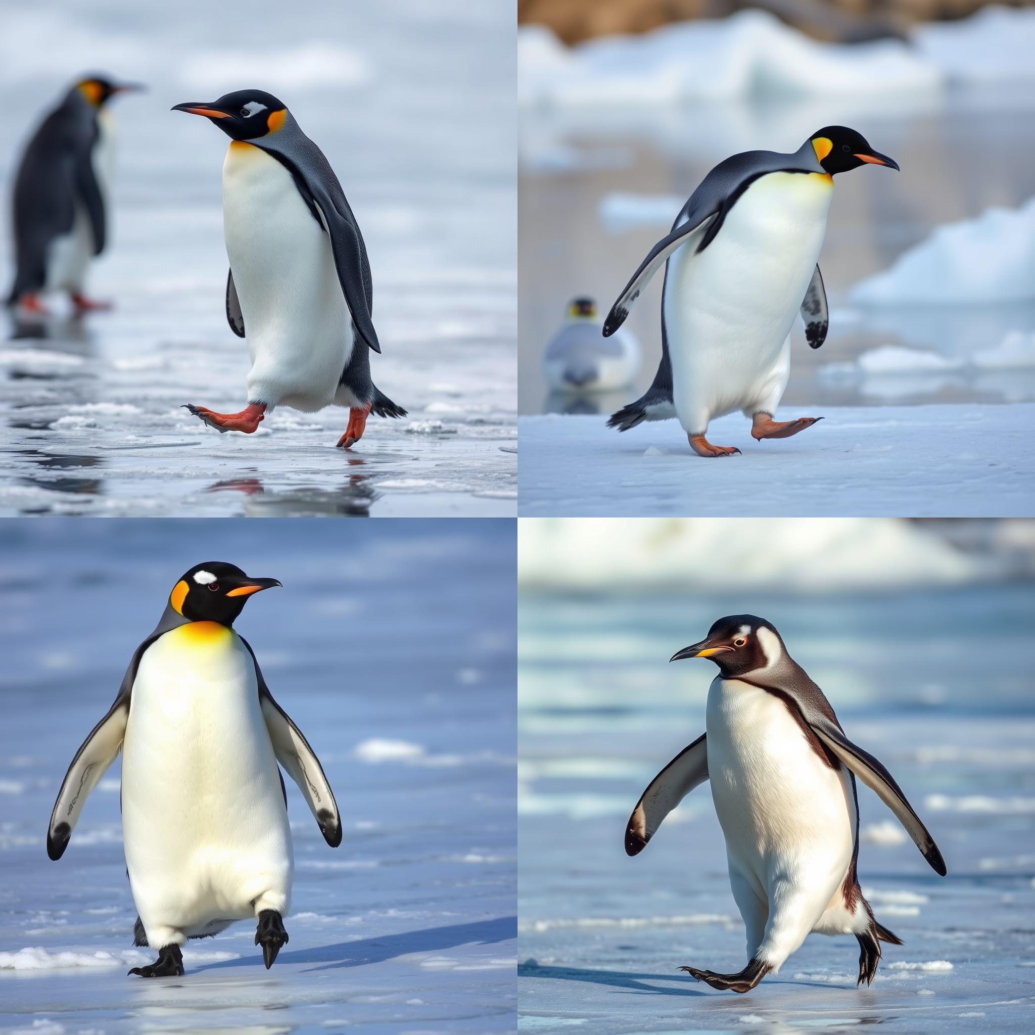 A penguin walking on ice