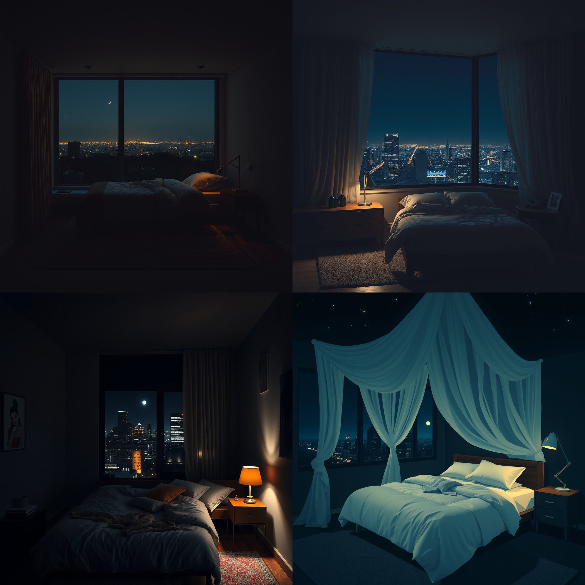 A bedroom at night