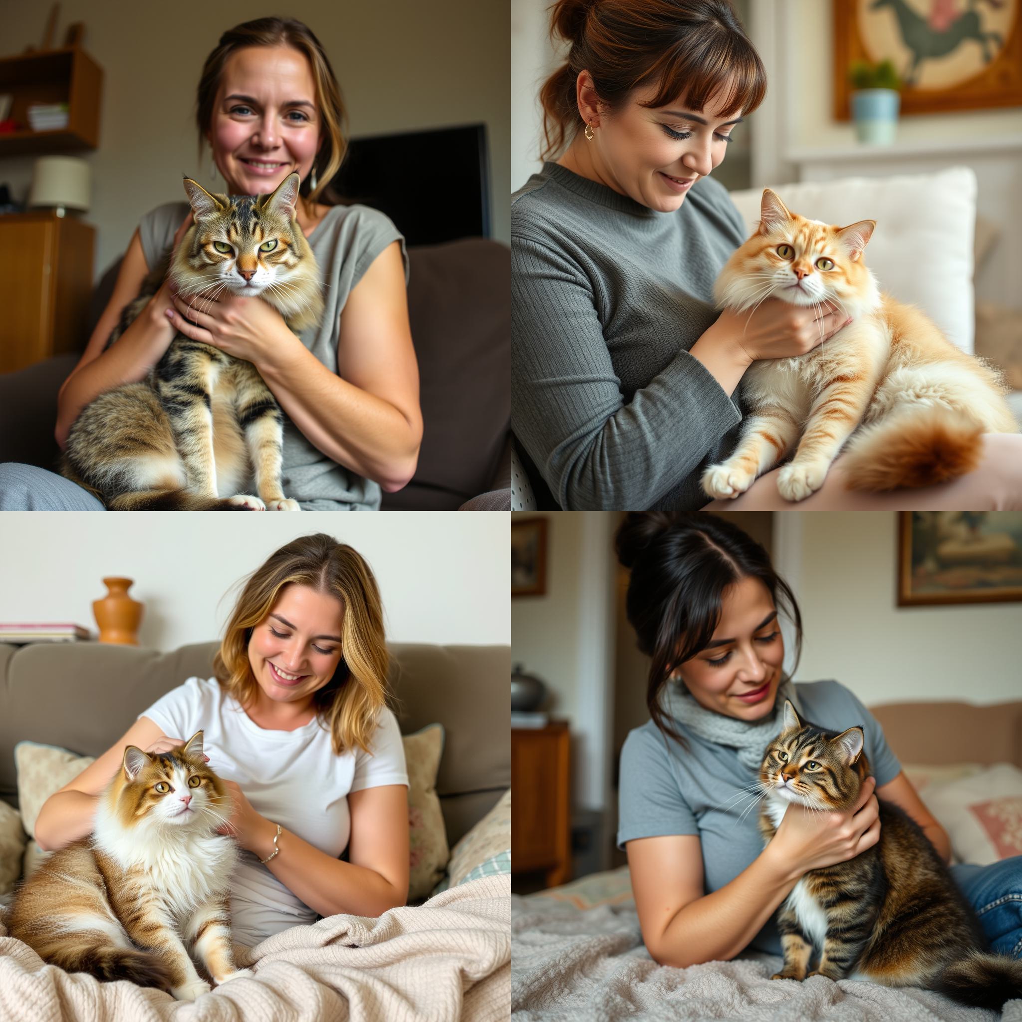 A woman with her cat at home