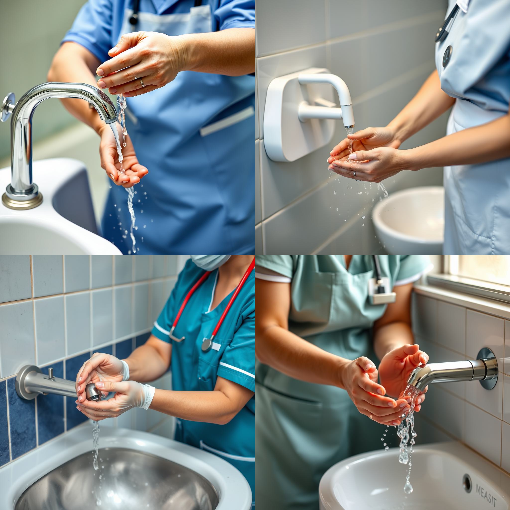 A nurse washing hands