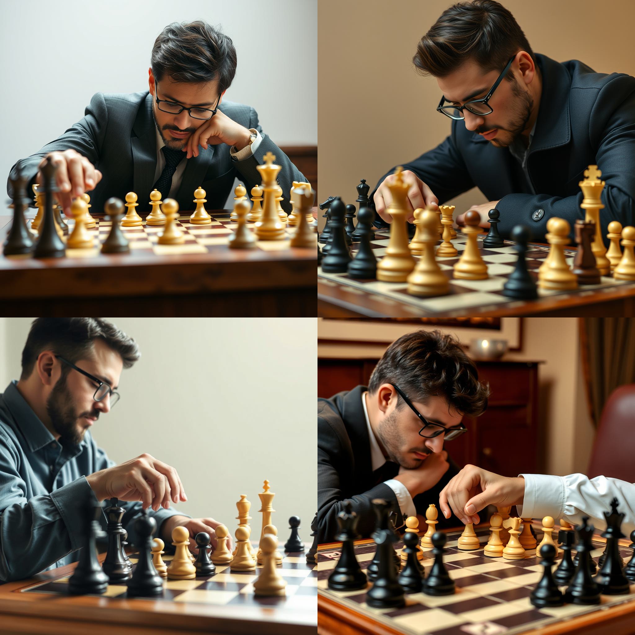 A chess player setting up pieces