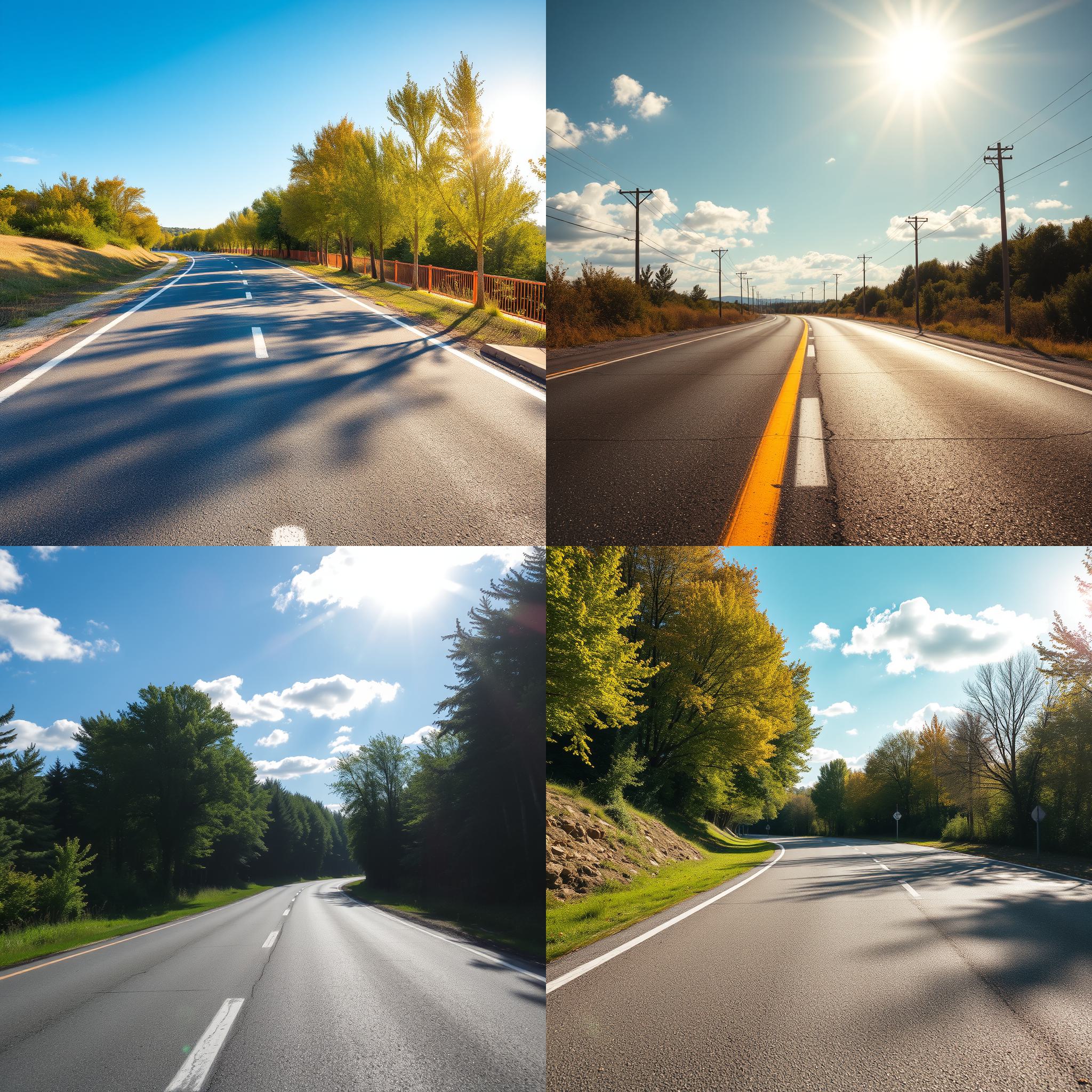 An asphalt road on a sunny day