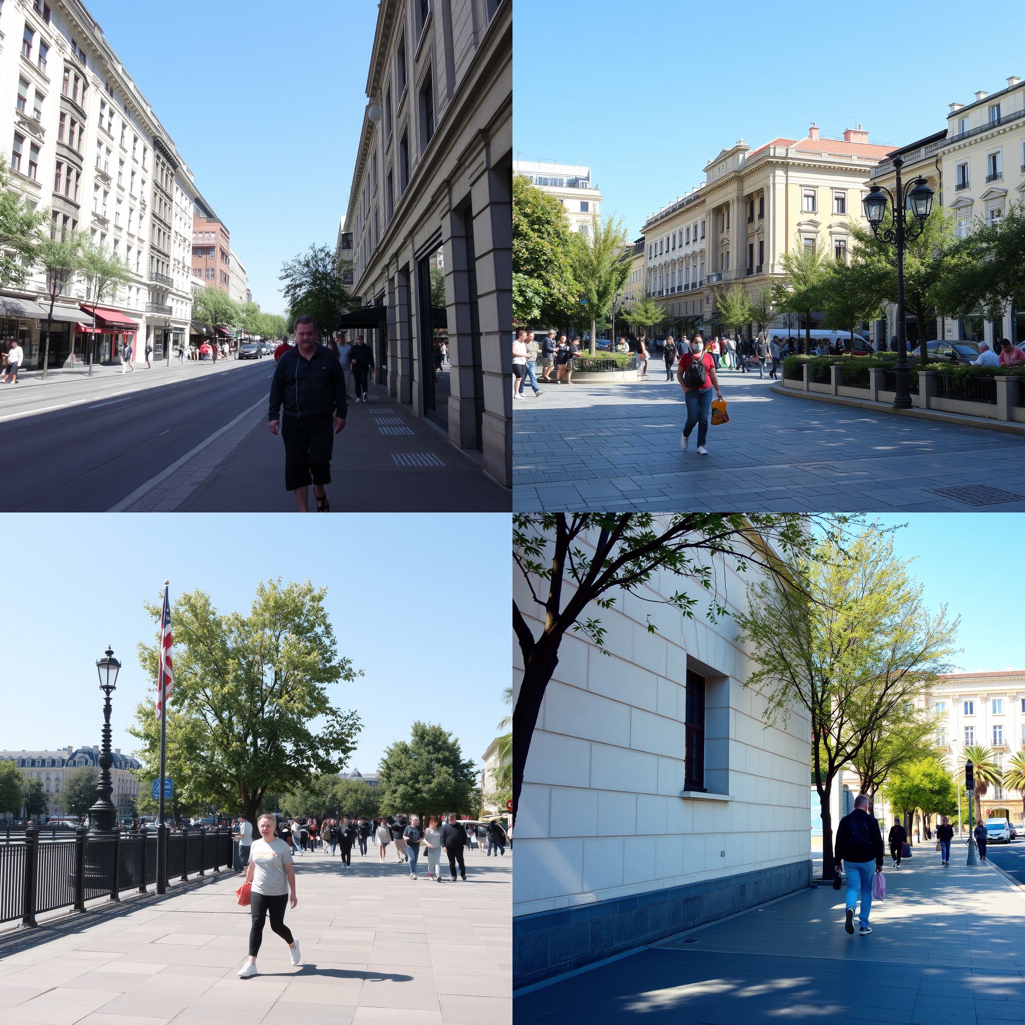 A pedestrian on a sunny day