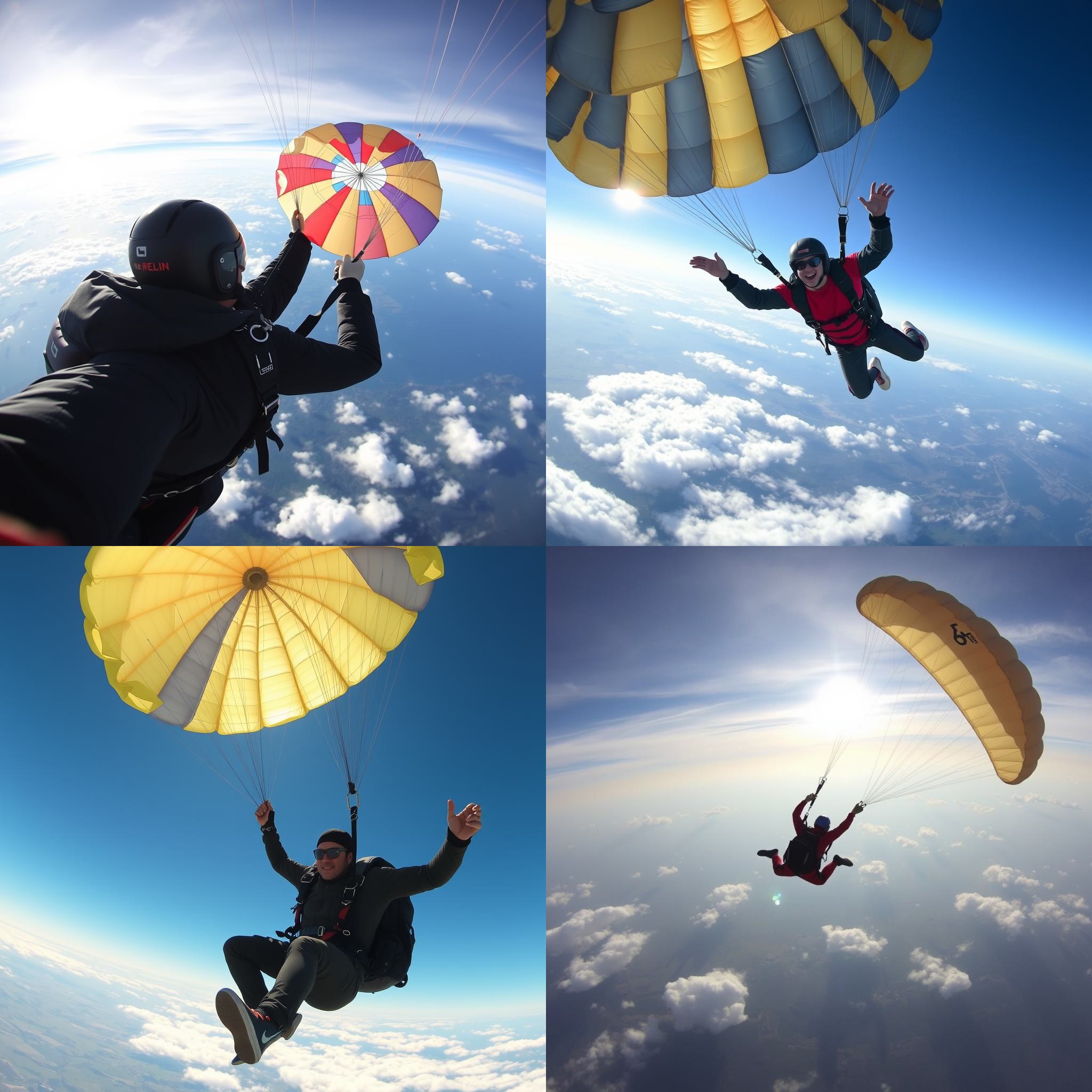 A skydiver opening a parachute