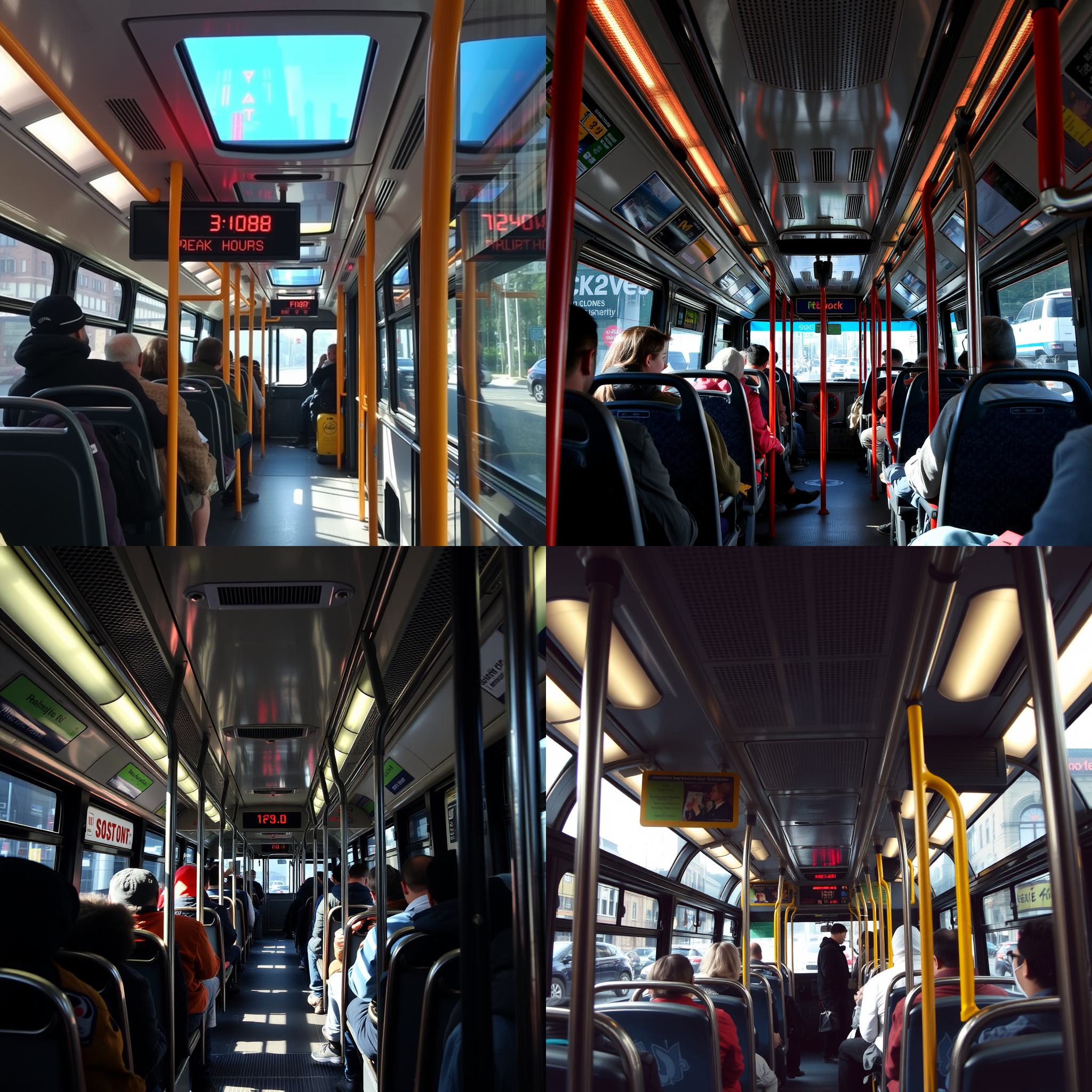 The inside of a bus during peak hours