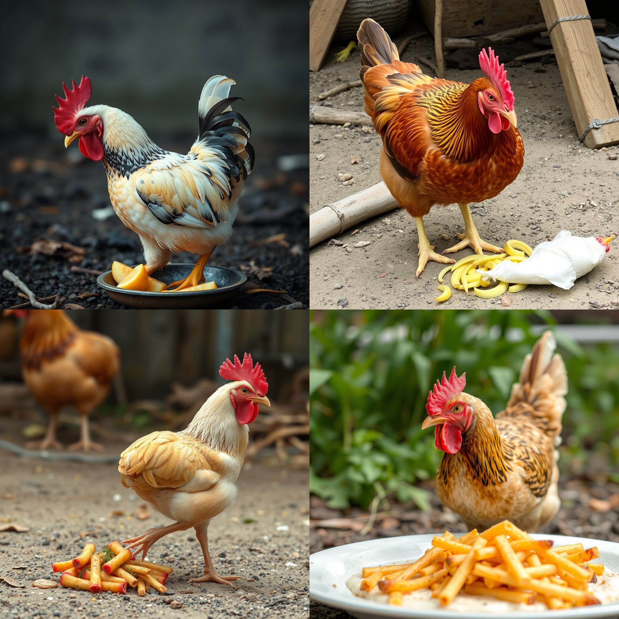 A chicken pecking for food