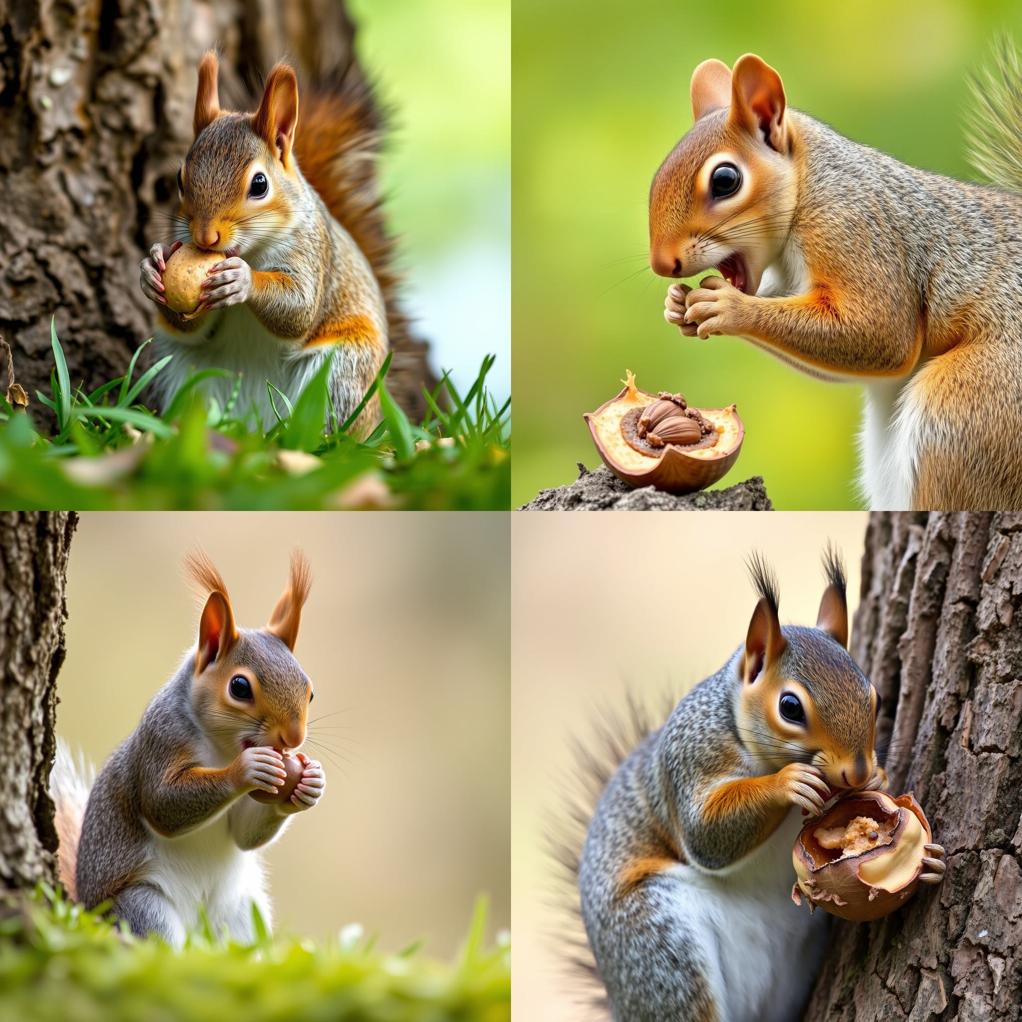 A squirrel eating a nut