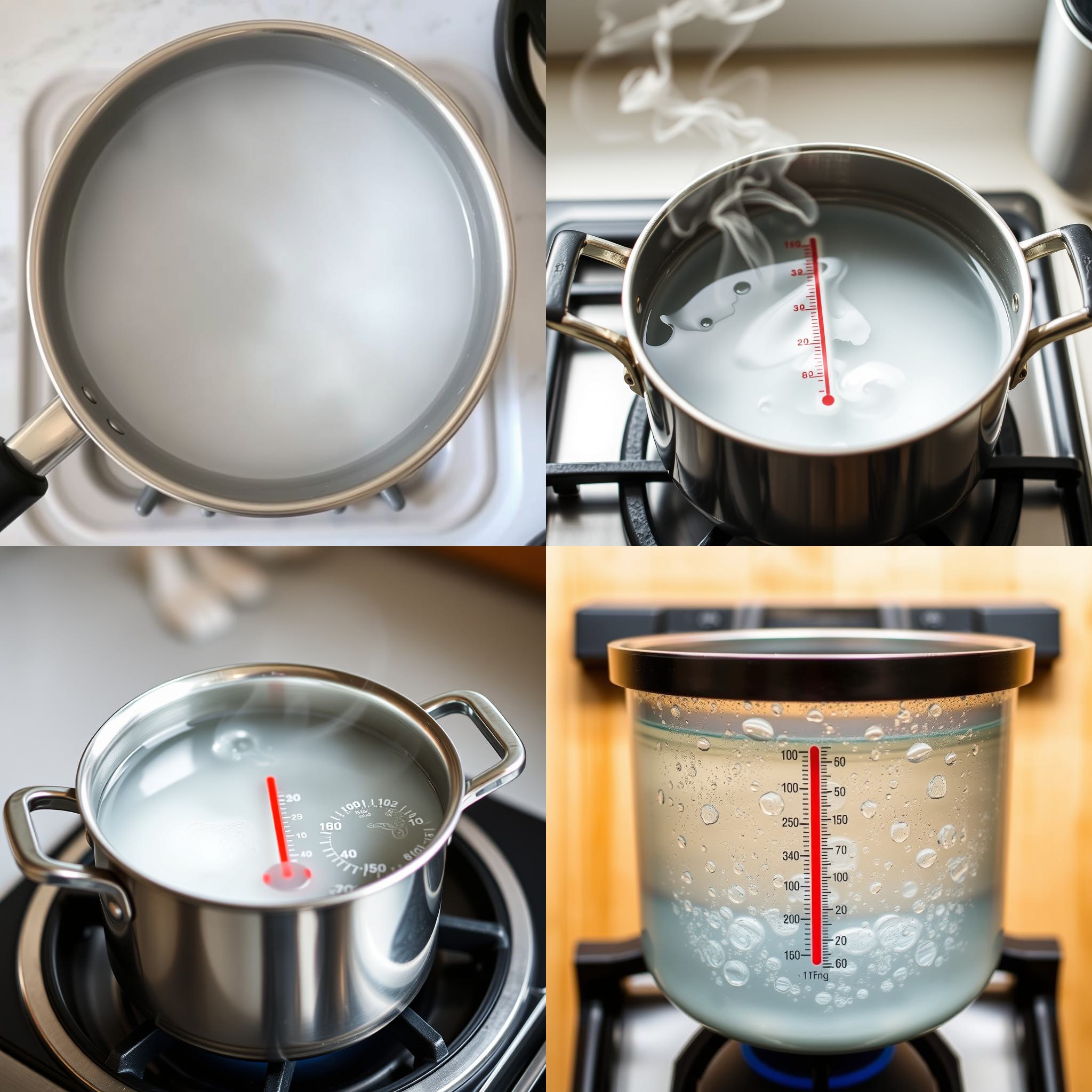 A pot of water heated to 100 degrees celsius