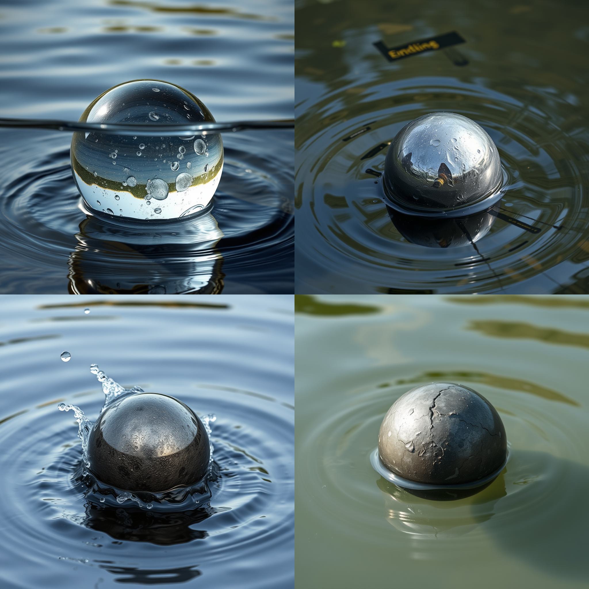 An iron ball in water