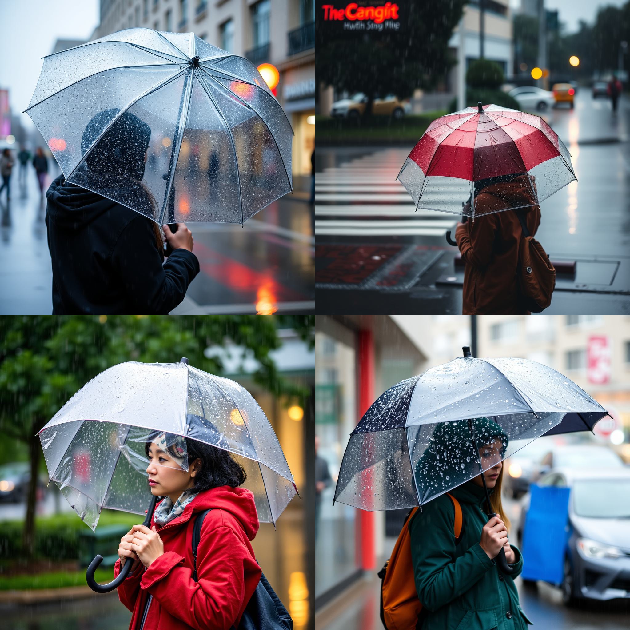 A person with an umbrella outside on a rainy day