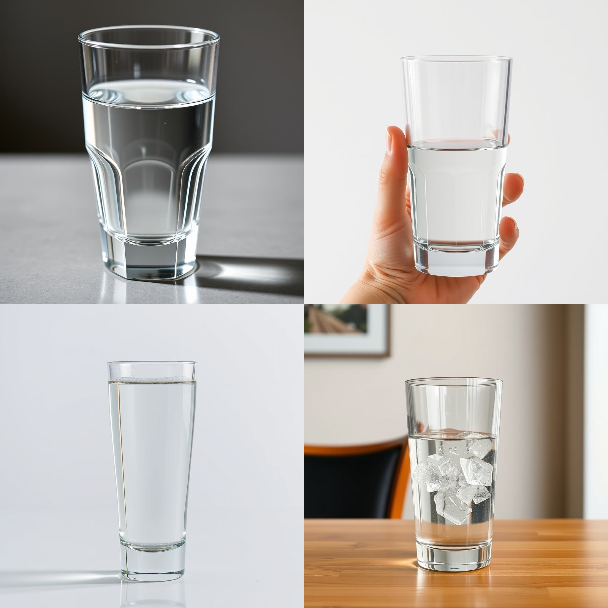 A glass of water held upright