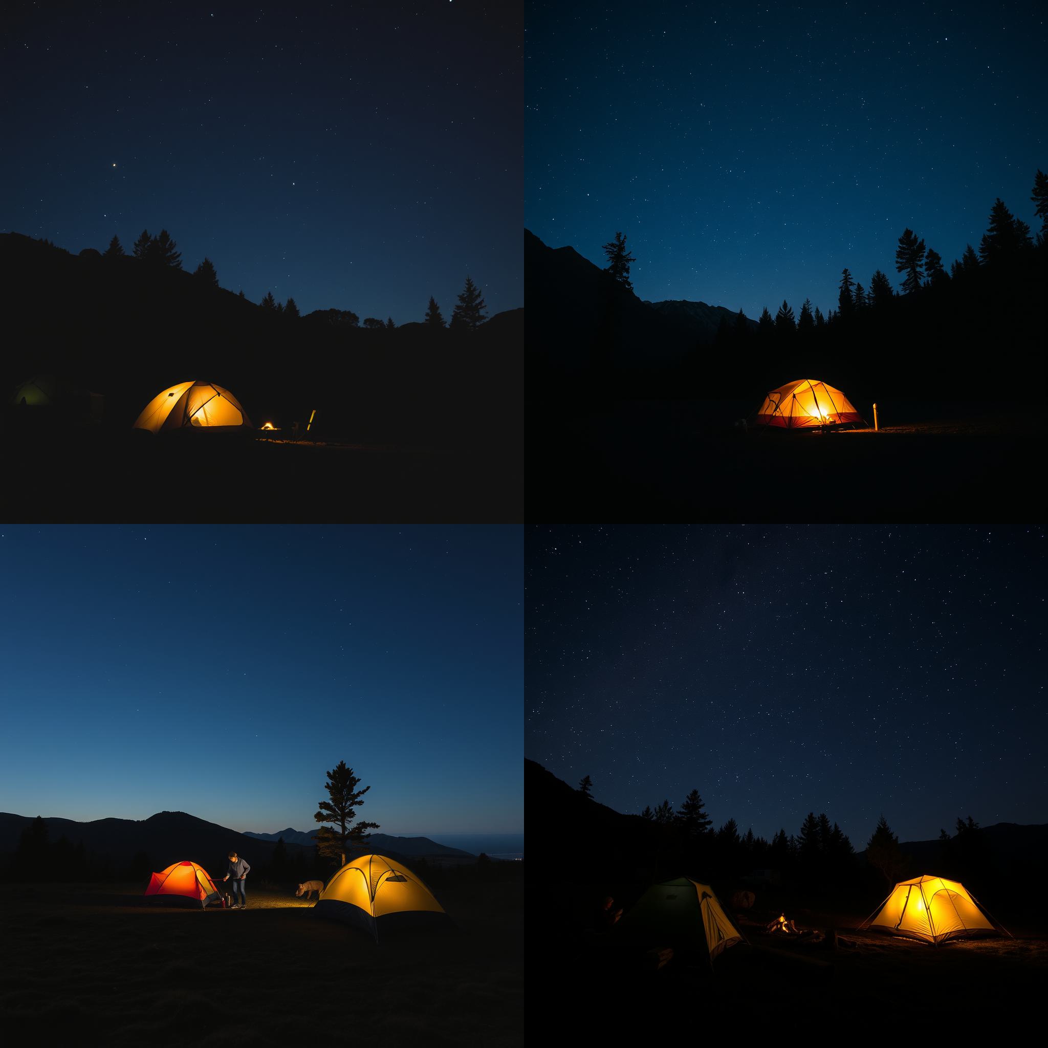 A campsite at night