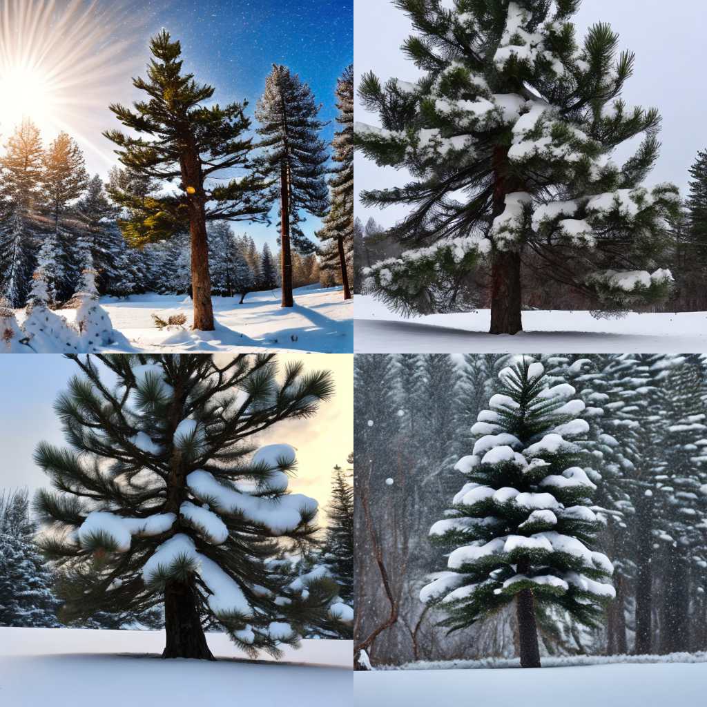 A pine tree in winter