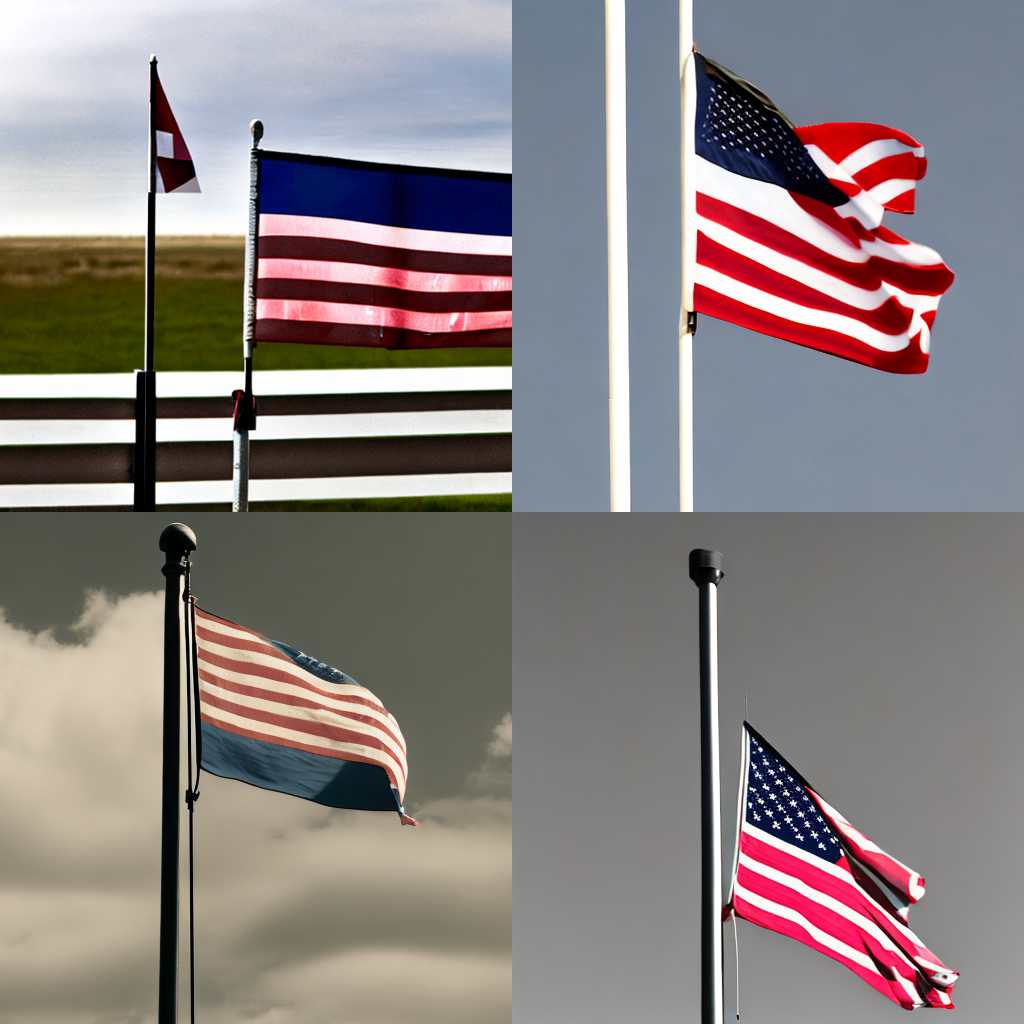 A flag on a pole on a windless day