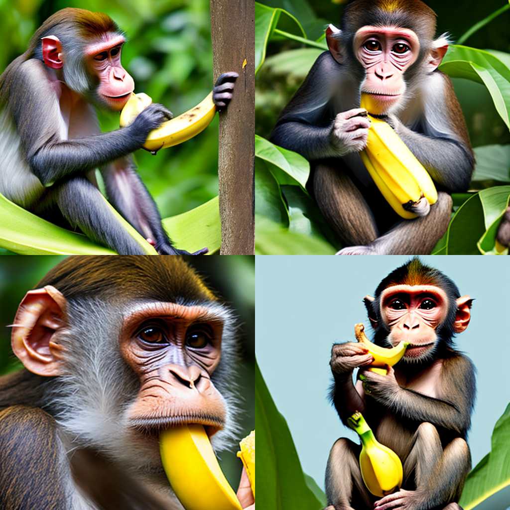 A monkey eating a banana