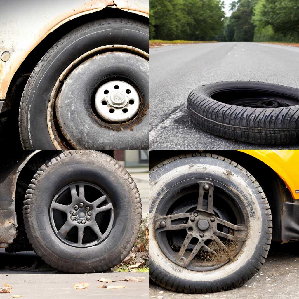 A punctured car tire