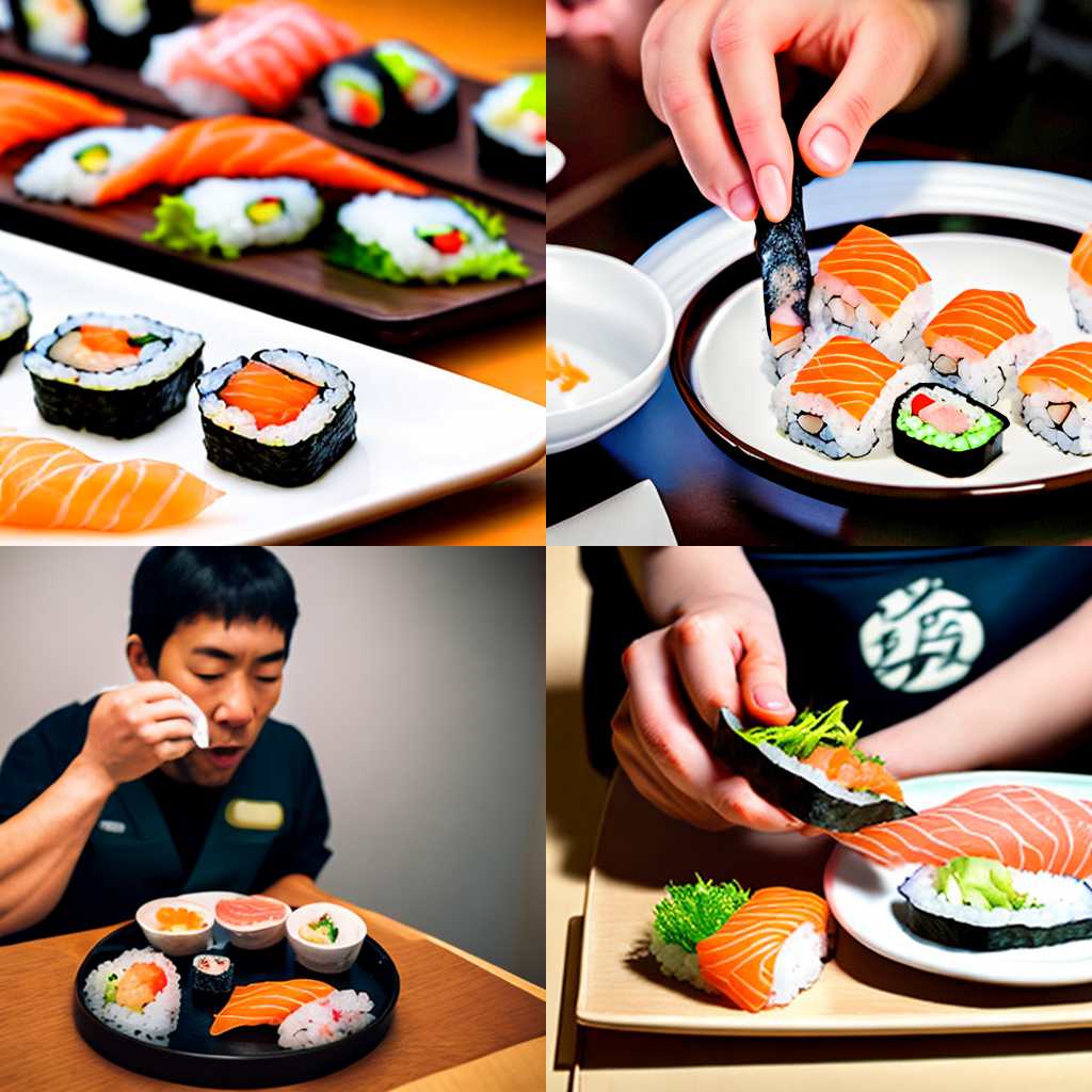 A person eating sushi