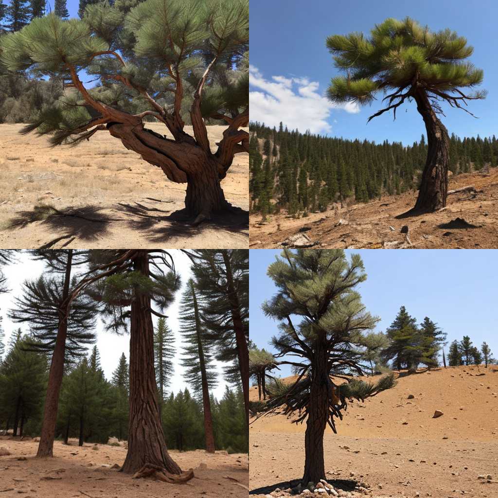 A pine tree in severe drought