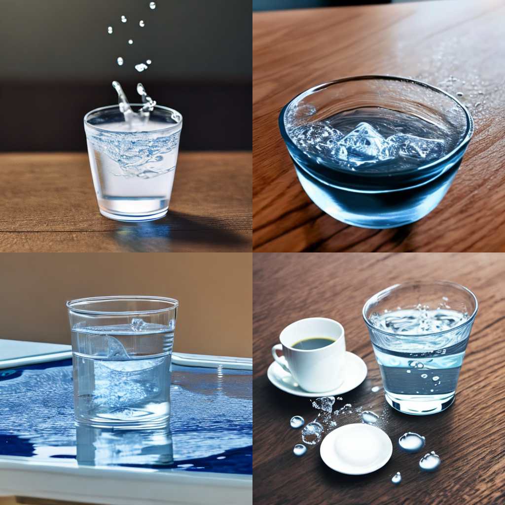 A full cup of water tipped over on a table