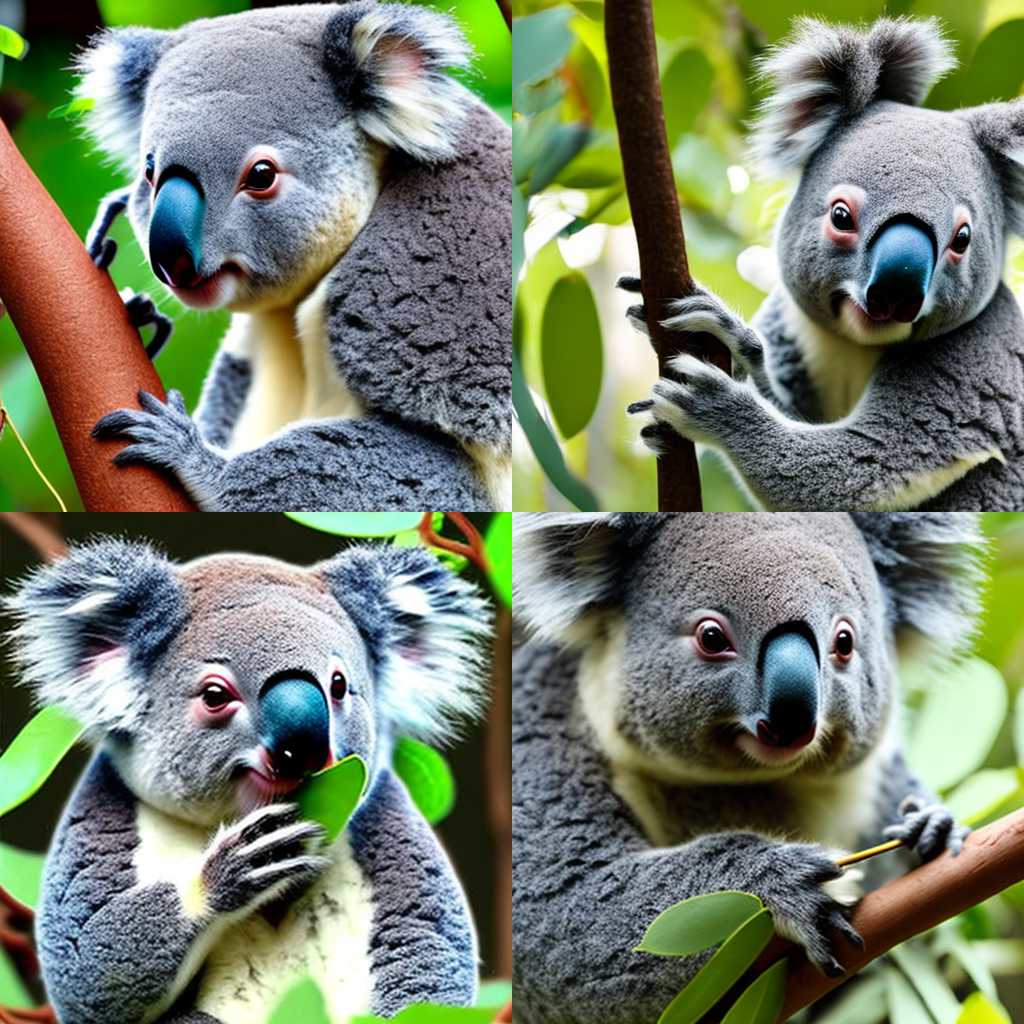 A koala eating