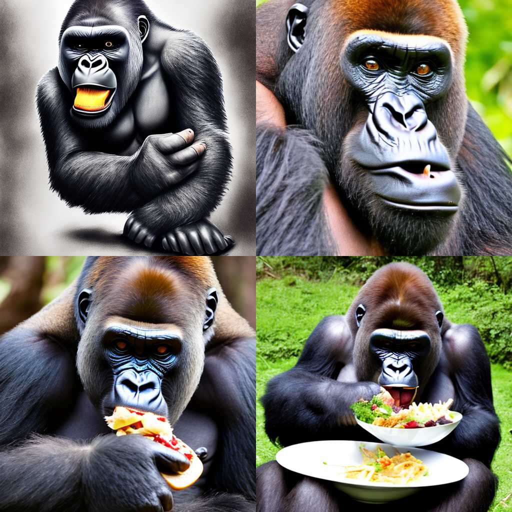 An eating gorilla