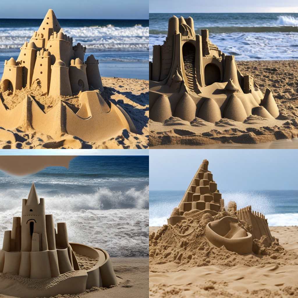 A sandcastle after being hit by a strong wave