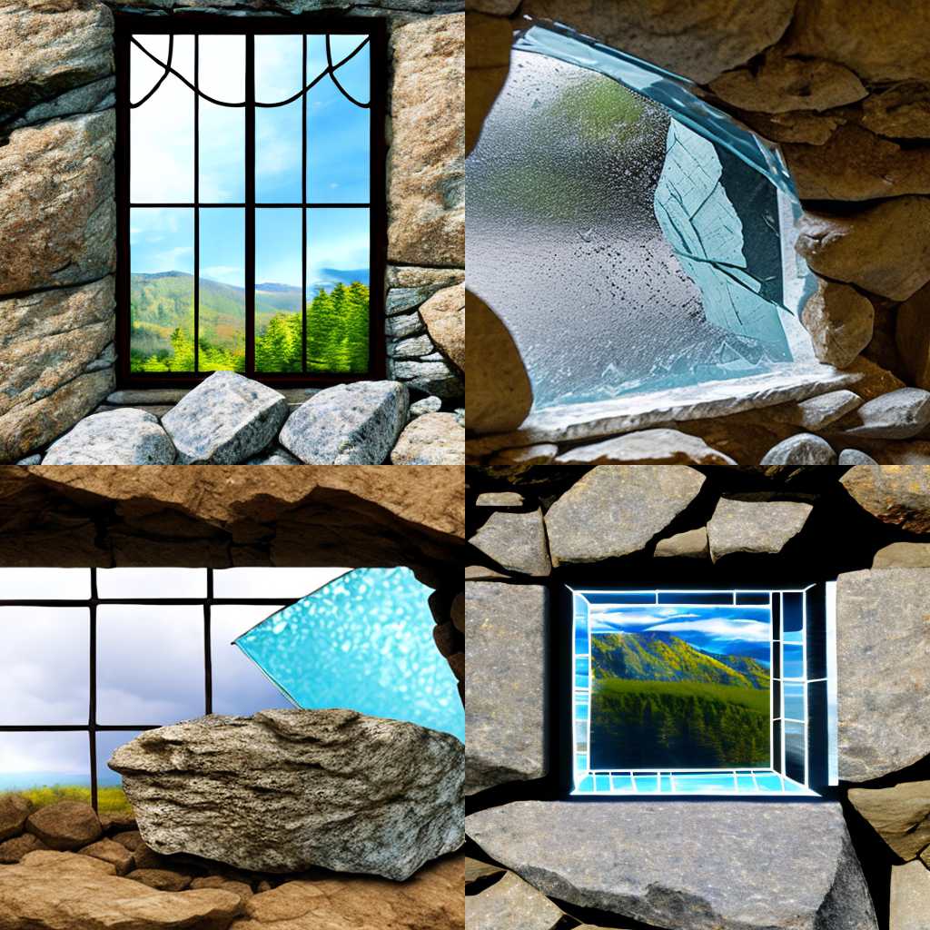 A glass window hit by a rock